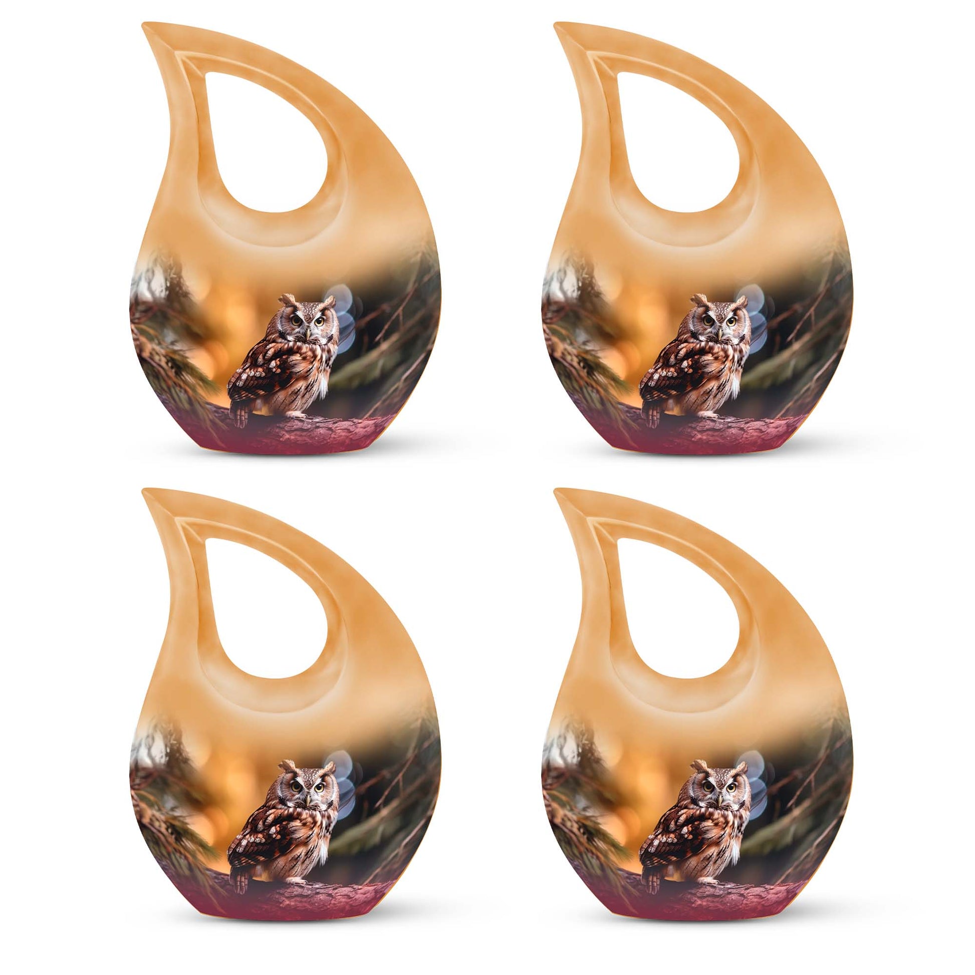 Teardrop Shape Owl Urn Keepsake Urn Pack of 4