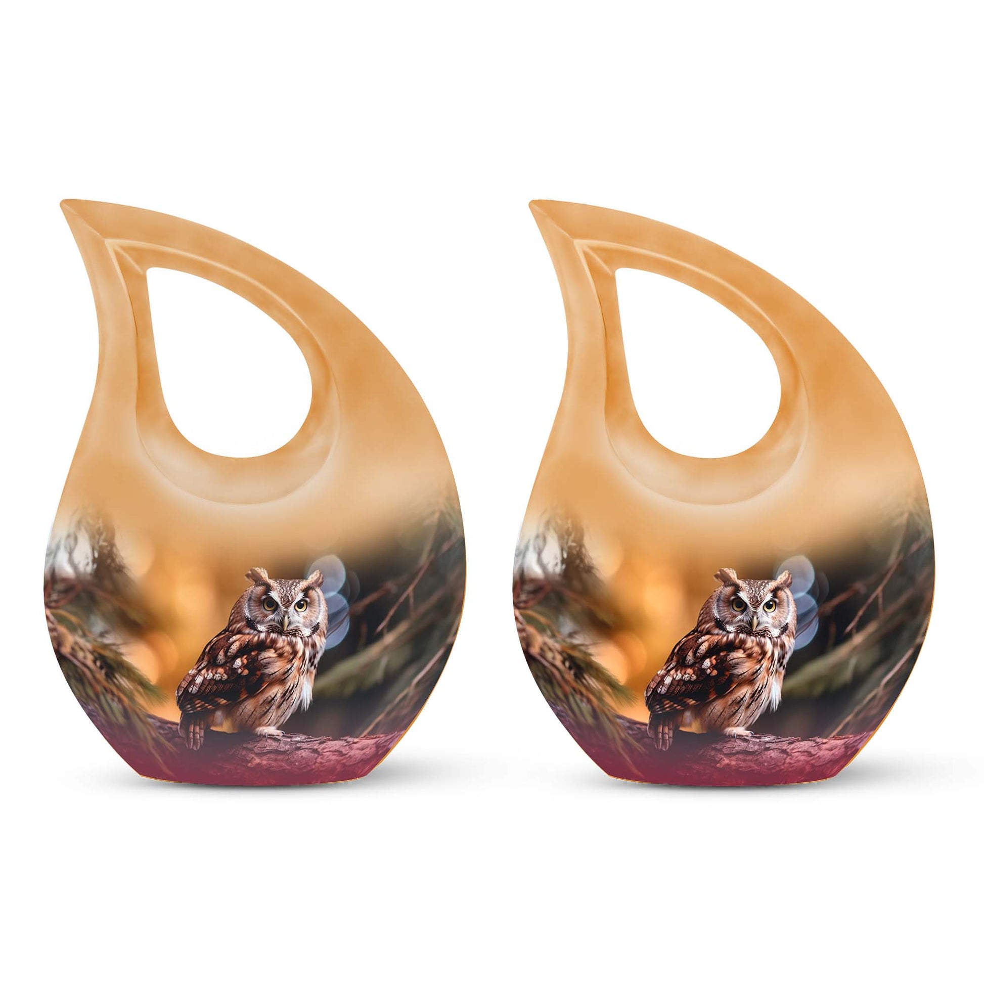 Teardrop Shape Owl Urn Keepsake Urn Pack of 2