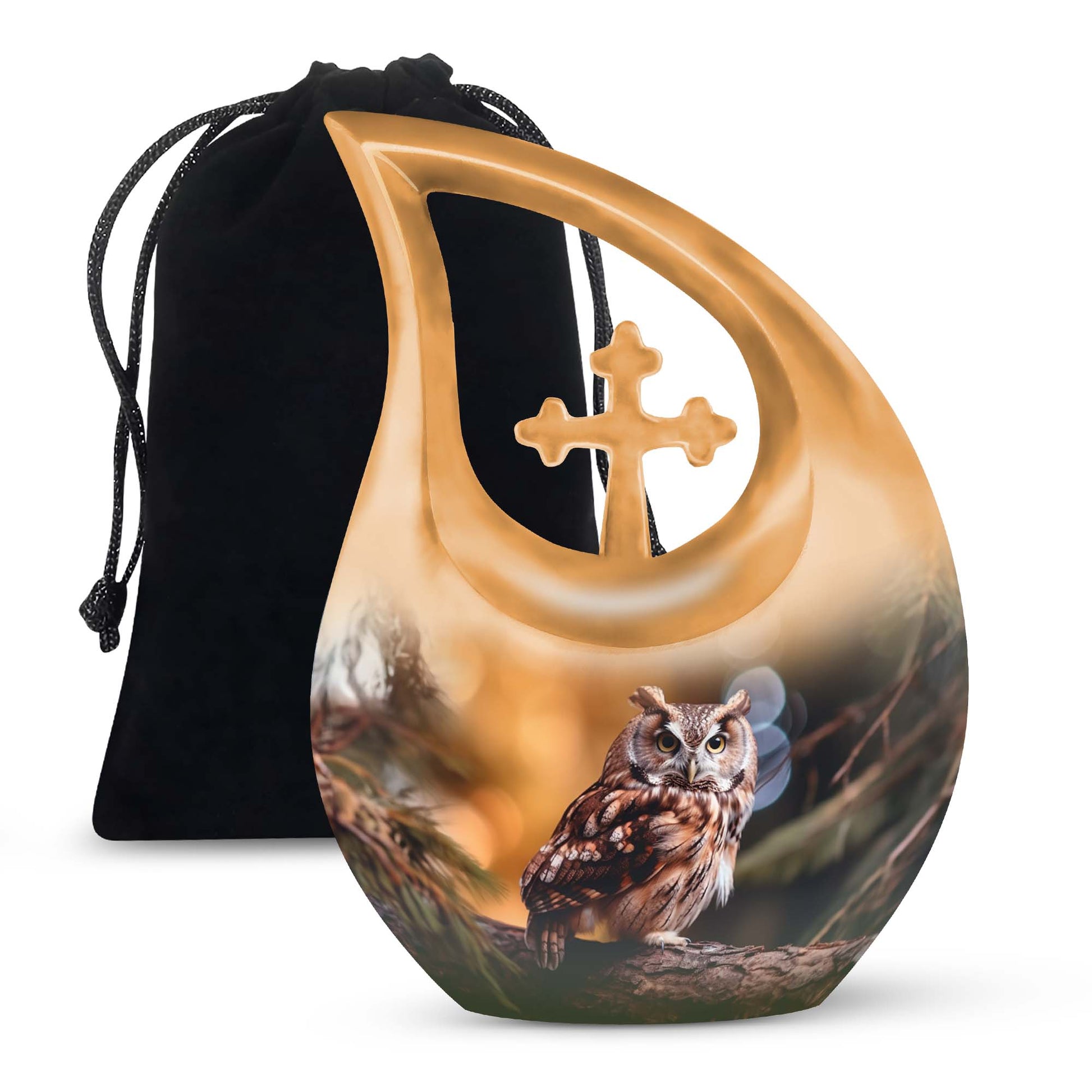 Teardrop Shape Owl Urn Large 10 Inch