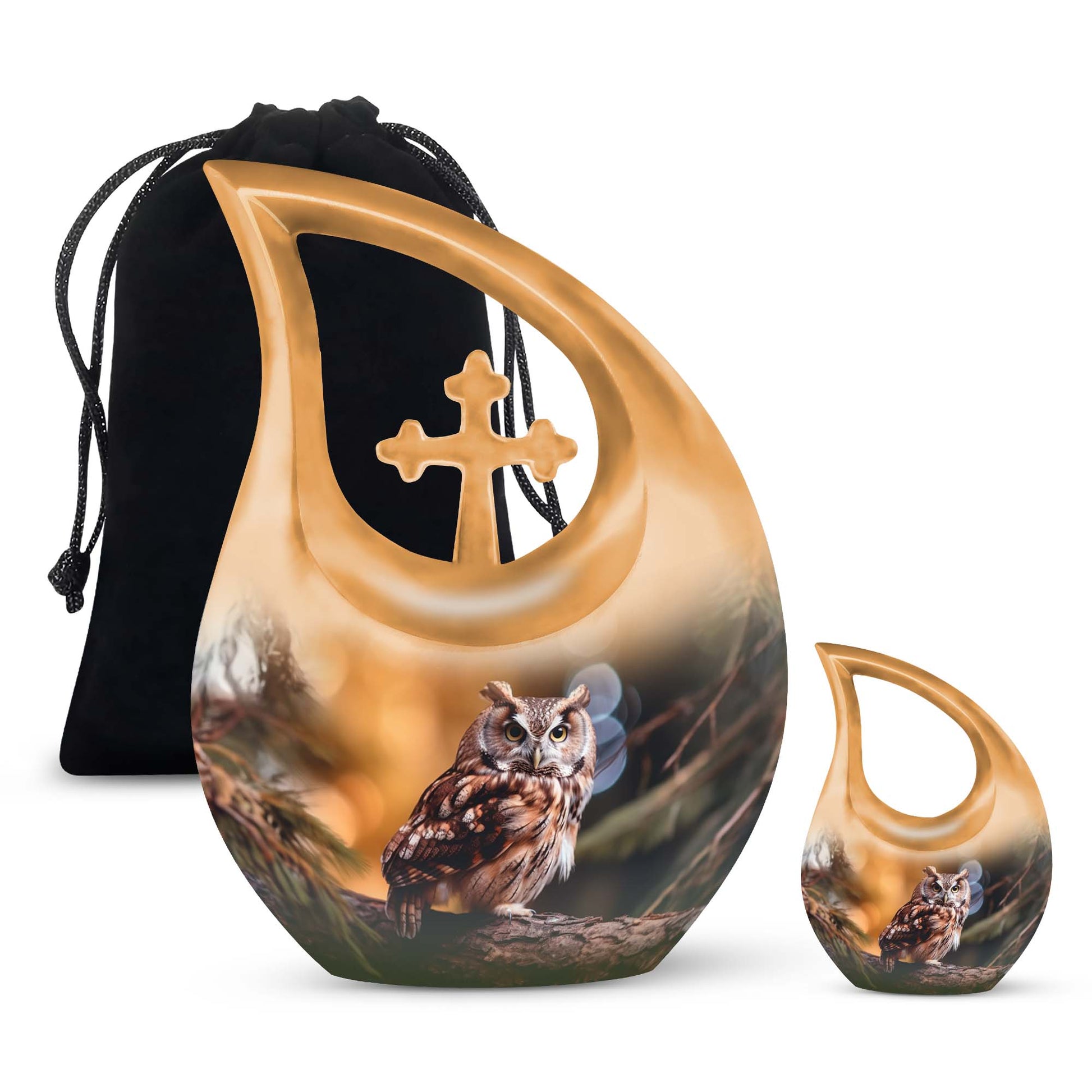 Teardrop Shape Owl Urn Large Urn With 1 Keepsake Urn