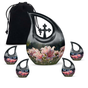 Teardrop Shape Lilly Urn Large Urn With 4 Keepsake Urn