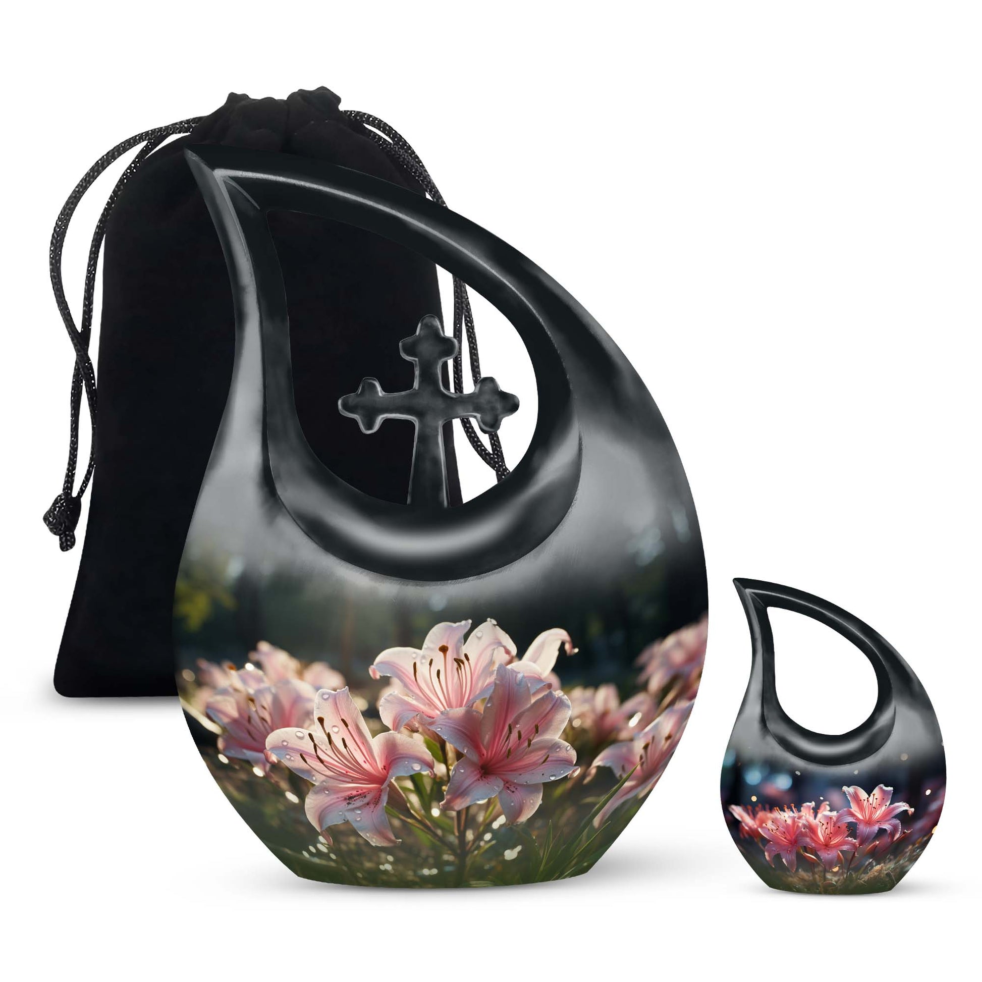 Teardrop Shape Lilly Urn Large Urn With 1 Keepsake Urn