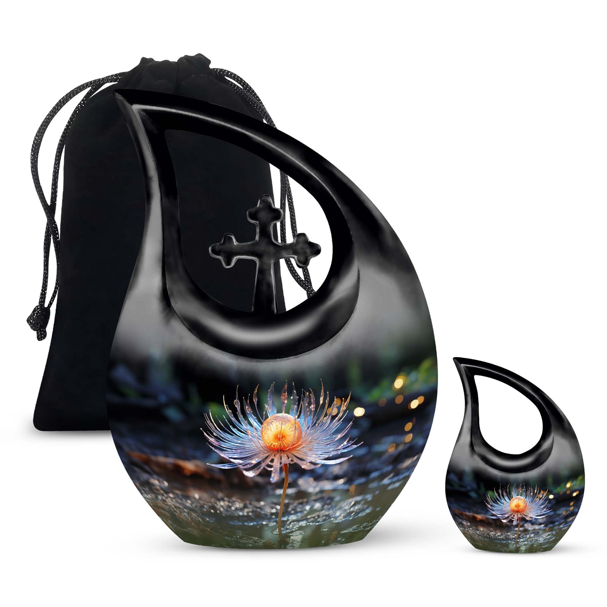Teardrop Shape Lilly Urn Large Urn With 1 Keepsake Urn