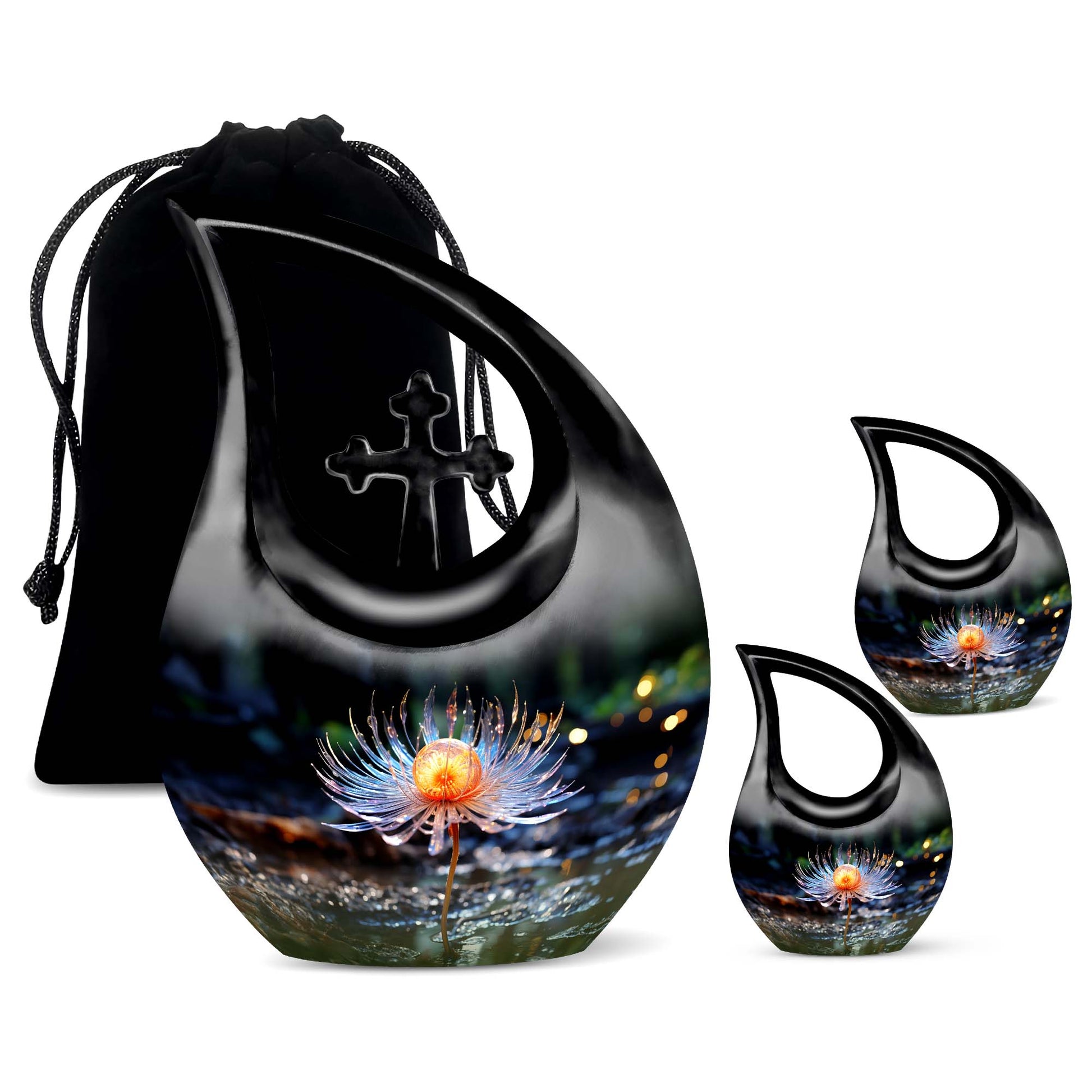 Teardrop Shape Lilly Urn Large Urn With 2 Keepsake Urn