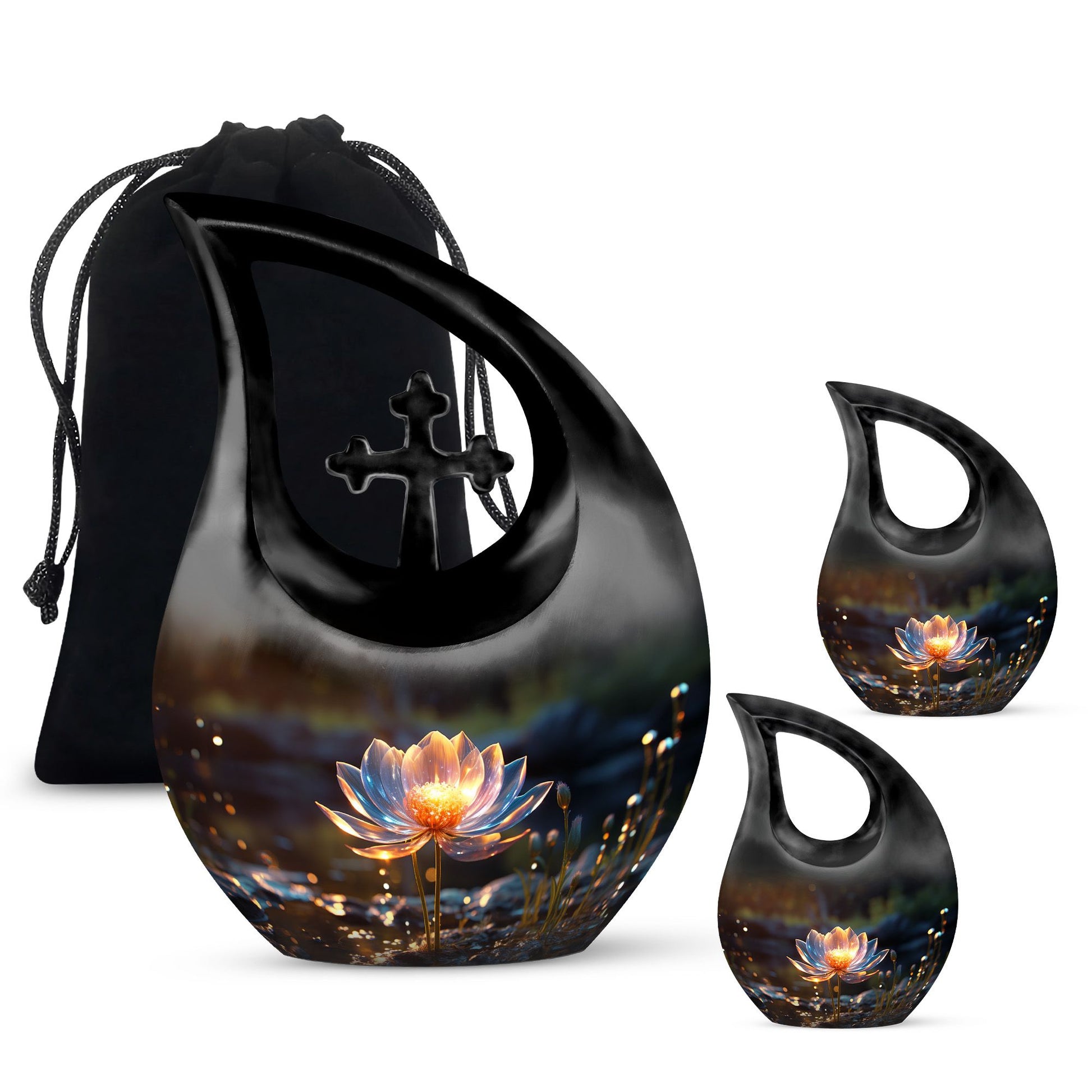 Teardrop Shape Lilly Urn Large Urn With 2 Keepsake Urn