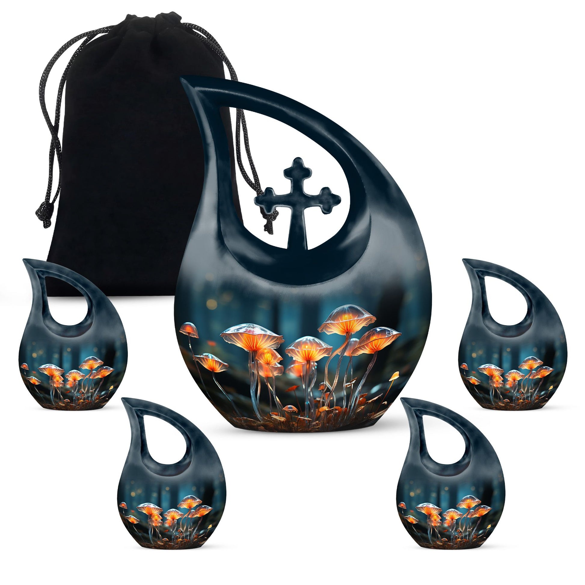 Teardrop Shape Lilly Urn Large Urn With 4 Keepsake Urn