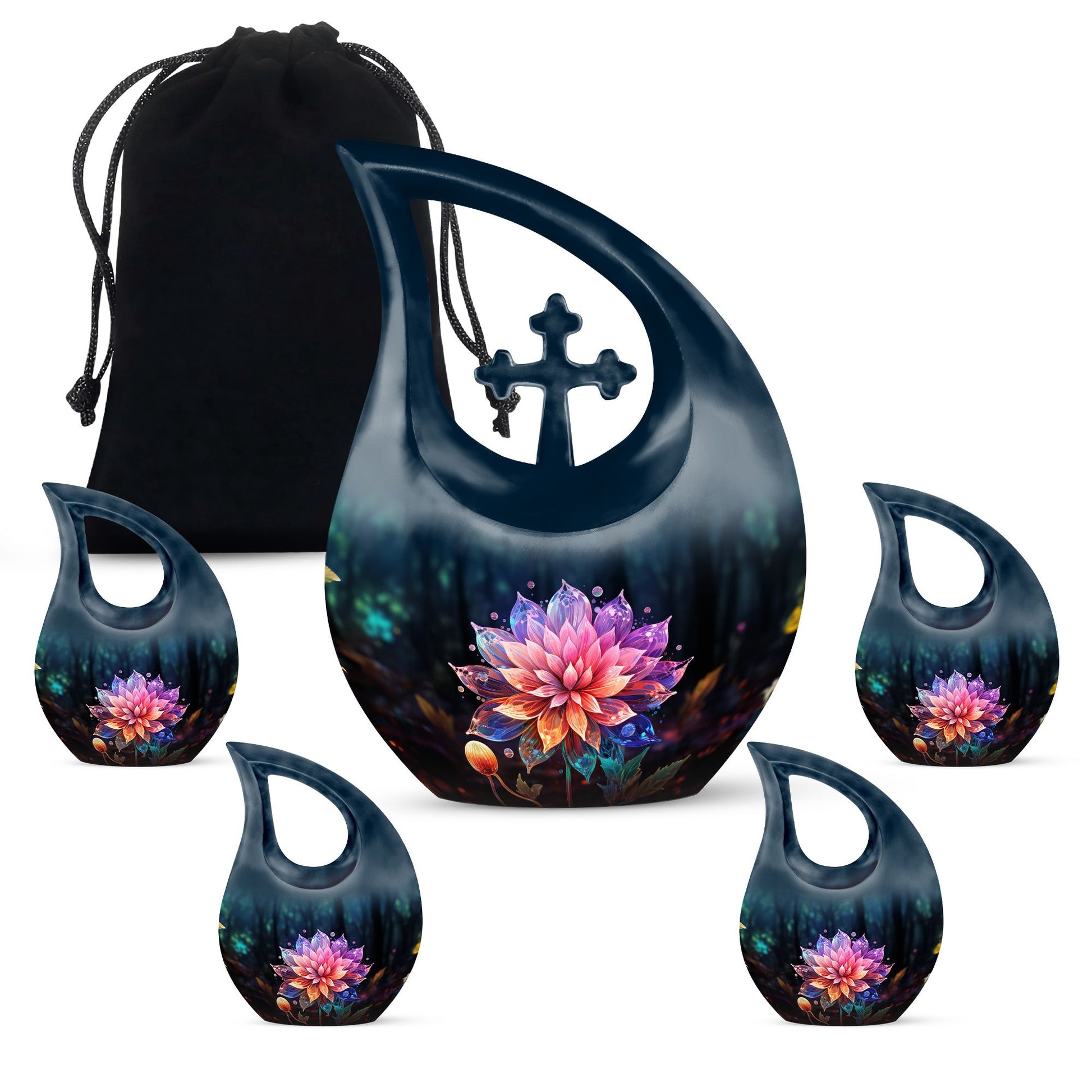 Teardrop Shape Lilly Urn Large Urn With 4 Keepsake Urn
