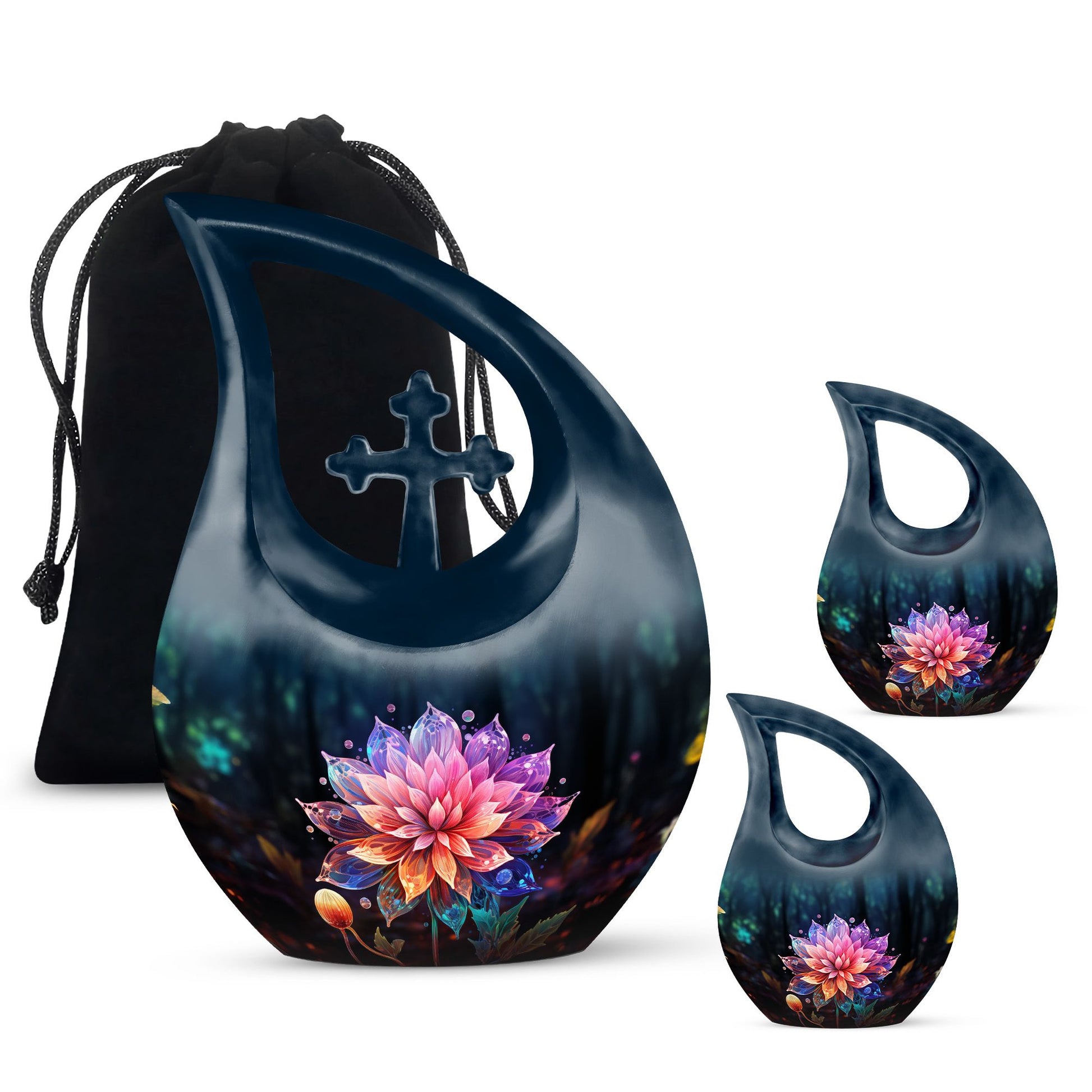 Teardrop Shape Lilly Urn Large Urn With 2 Keepsake Urn