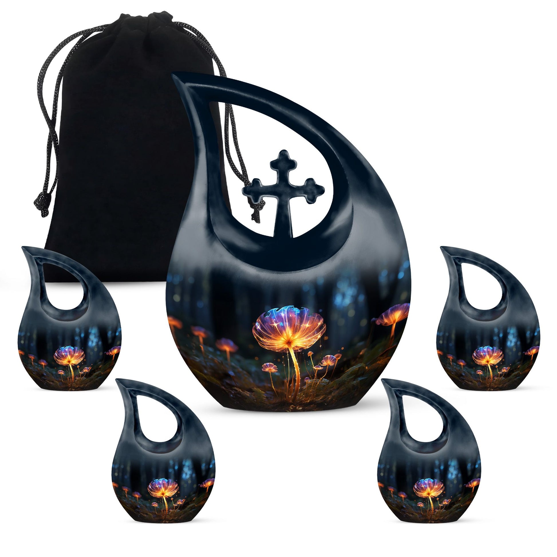 Teardrop Shape Lilly Urn Large Urn With 4 Keepsake Urn