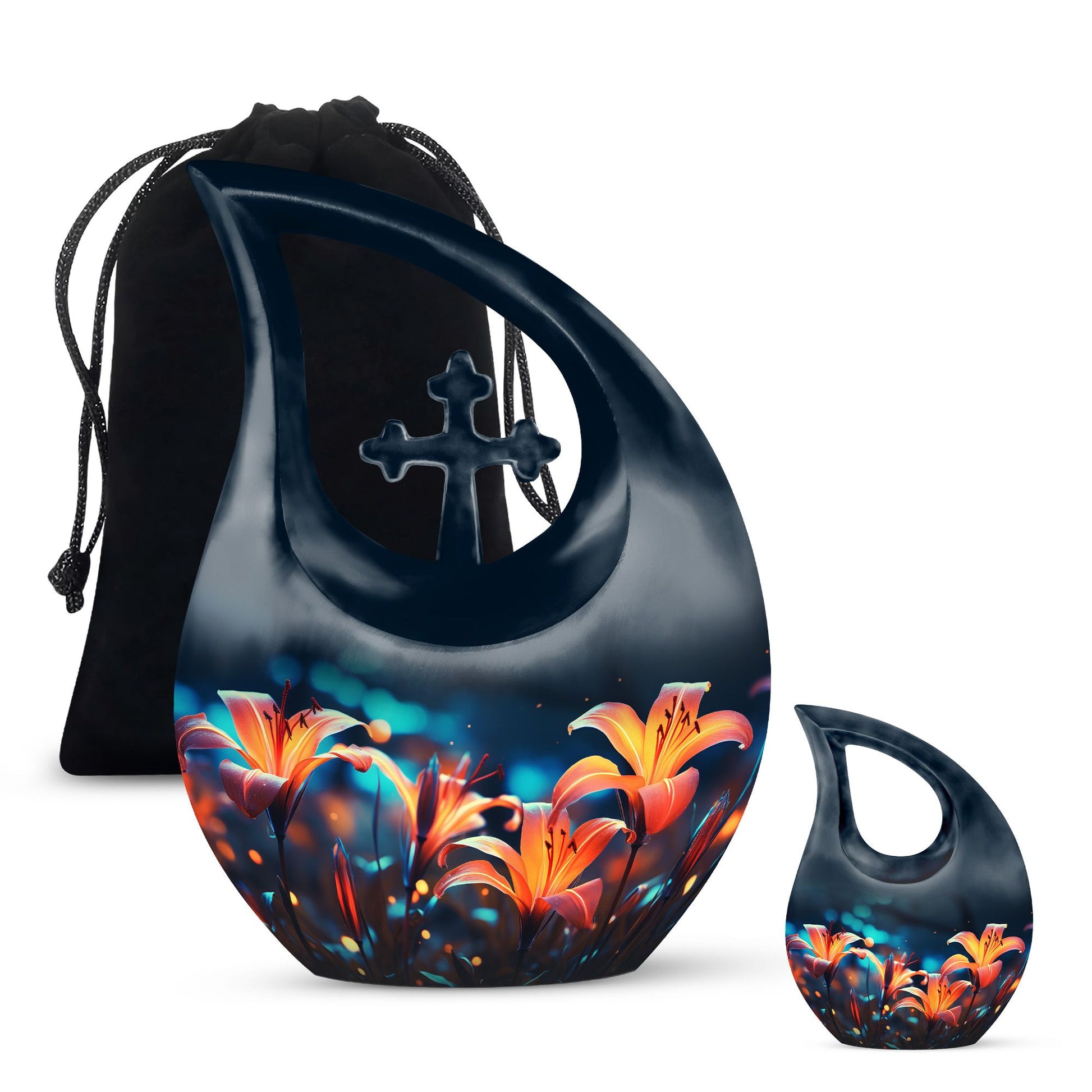 Teardrop Shape Lilly Urn Large Urn With 1 Keepsake Urn