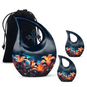 Teardrop Shape Lilly Urn Large Urn With 2 Keepsake Urn