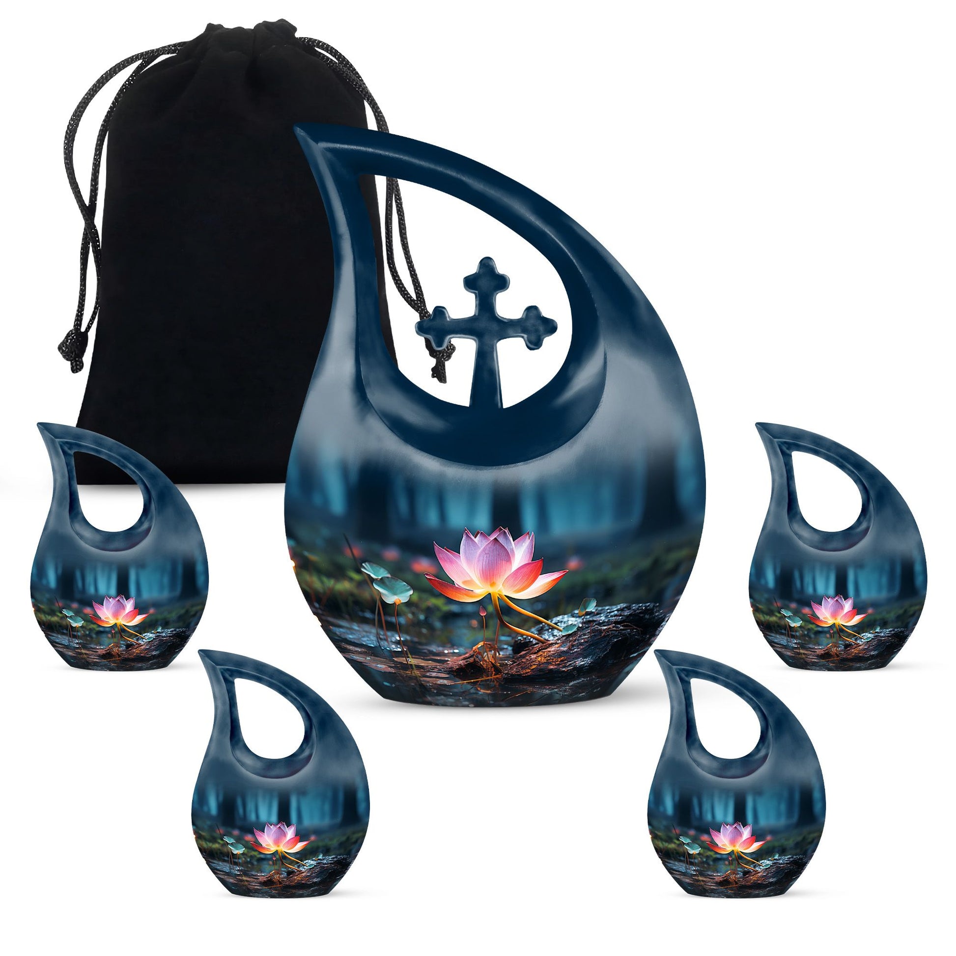 Teardrop Shape Lilly Urn Large Urn With 4 Keepsake Urn