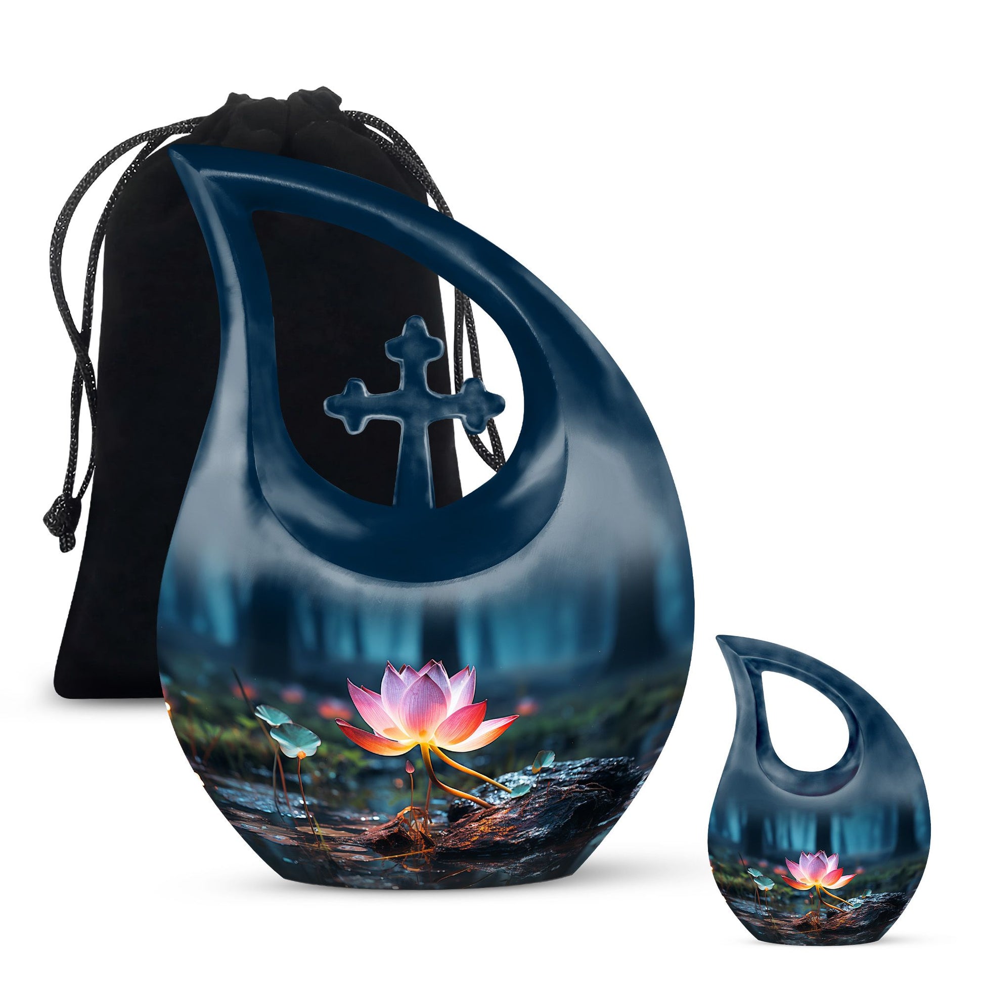 Teardrop Shape Lilly Urn Large Urn With 1 Keepsake Urn