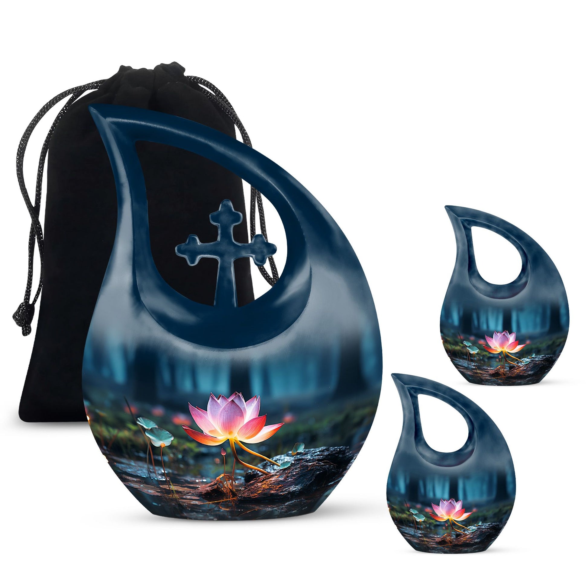 Teardrop Shape Lilly Urn Large Urn With 2 Keepsake Urn