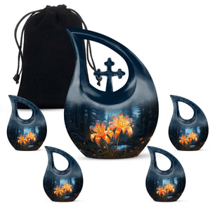 Teardrop Shape Lilly Urn Large Urn With 4 Keepsake Urn