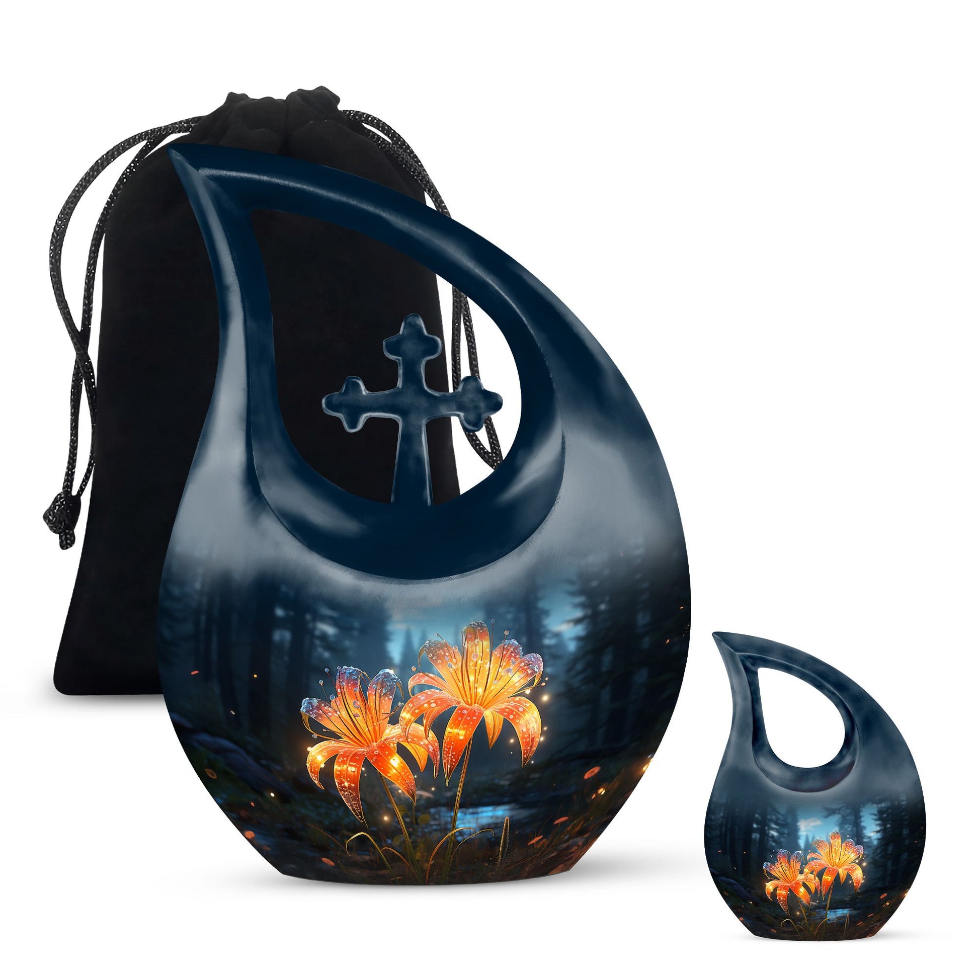 Teardrop Shape Lilly Urn Large Urn With 1 Keepsake Urn
