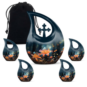 Teardrop Shape Lilly Urn Large Urn With 4 Keepsake Urn