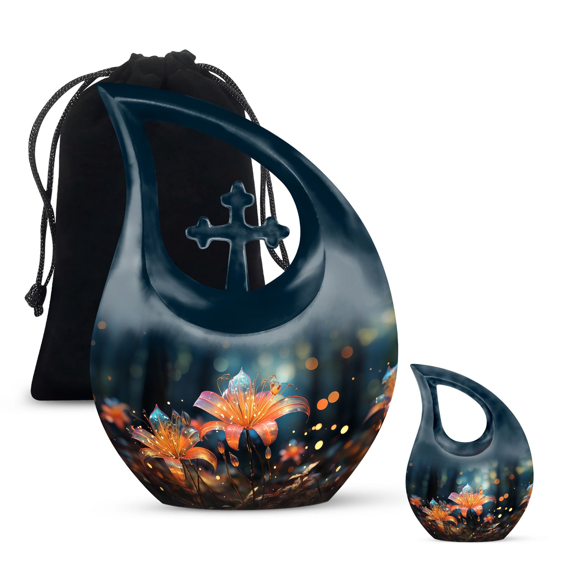 Teardrop Shape Lilly Urn Large Urn With 1 Keepsake Urn