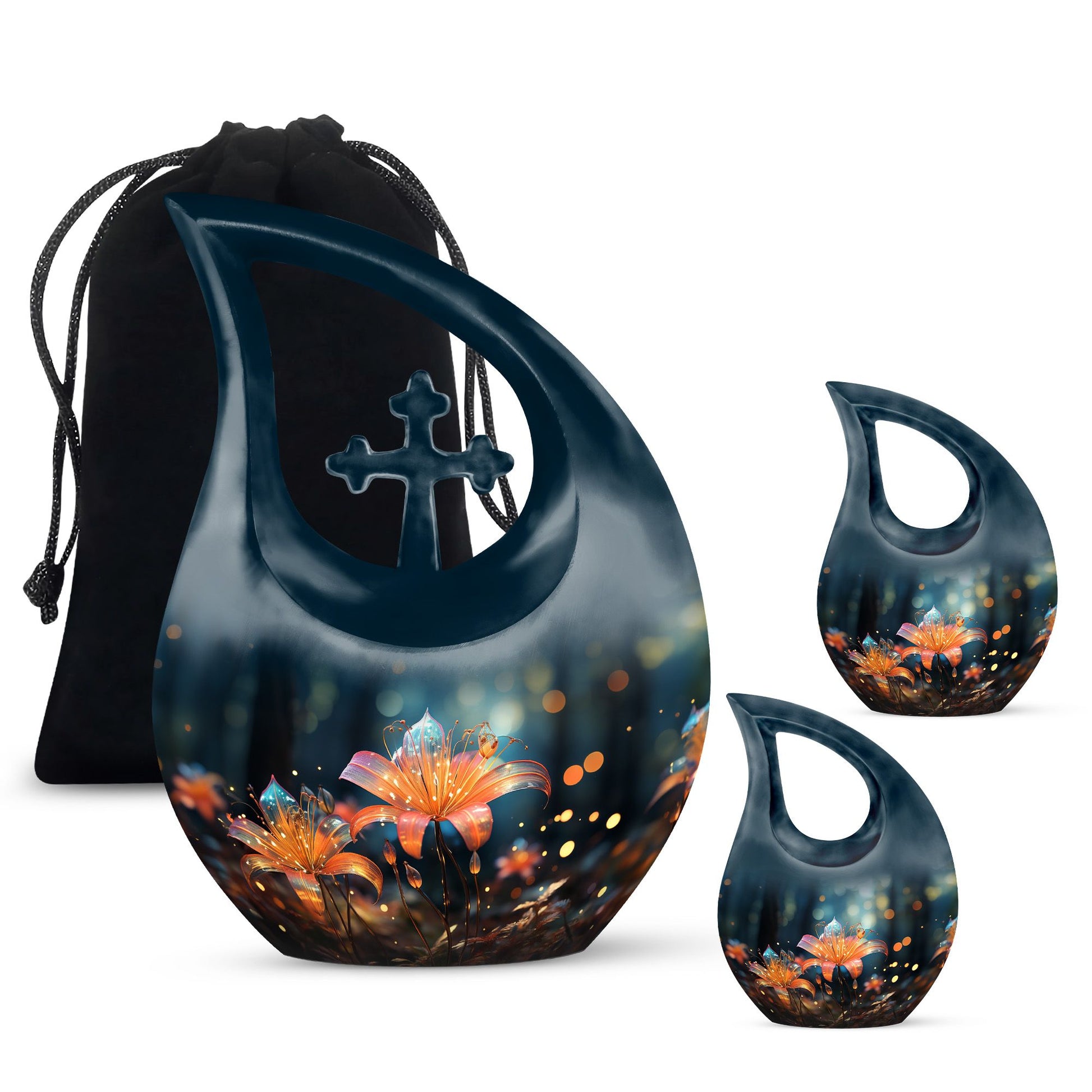 Teardrop Shape Lilly Urn Large Urn With 2 Keepsake Urn