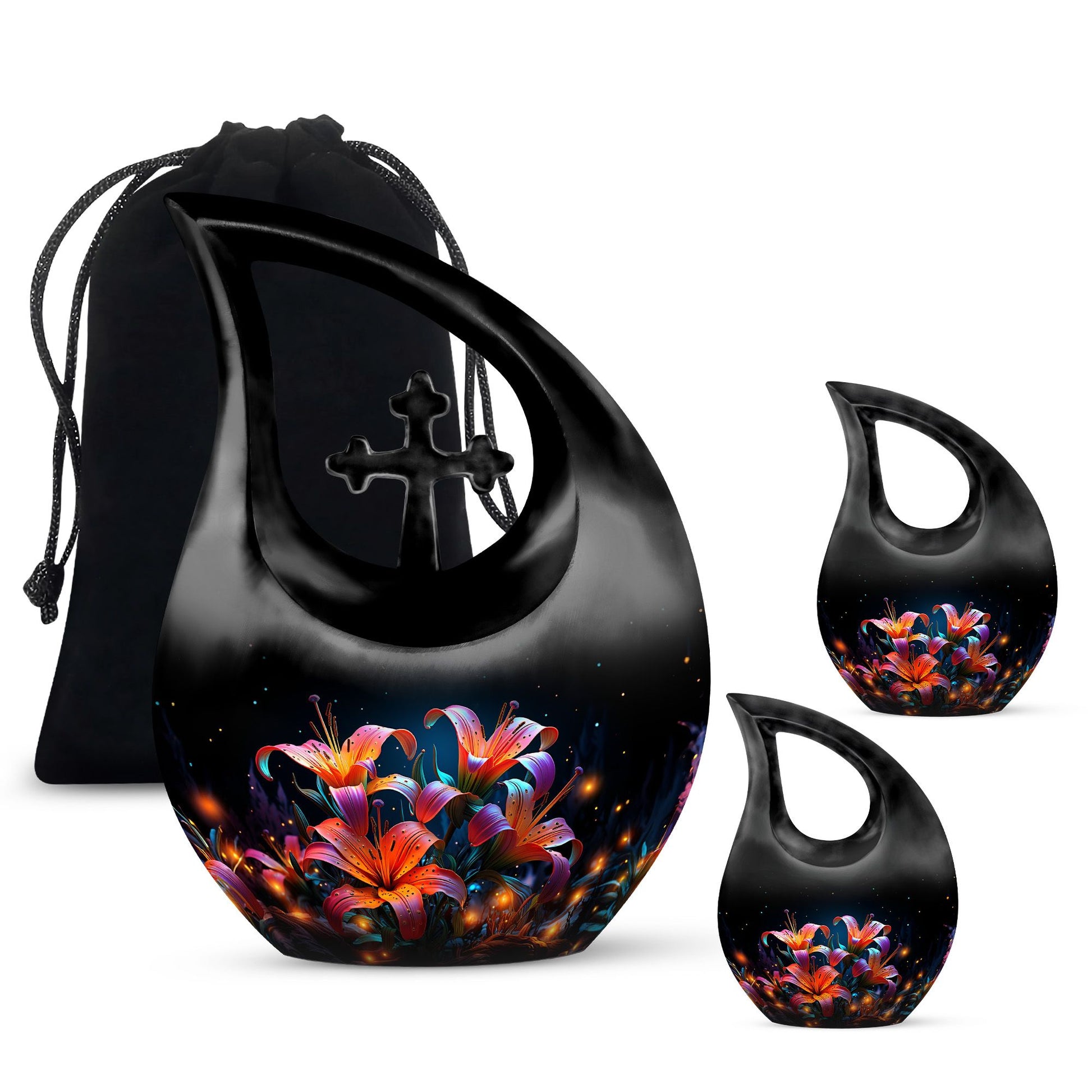 Teardrop Shape Lilly Urn Large Urn With 2 Keepsake Urn