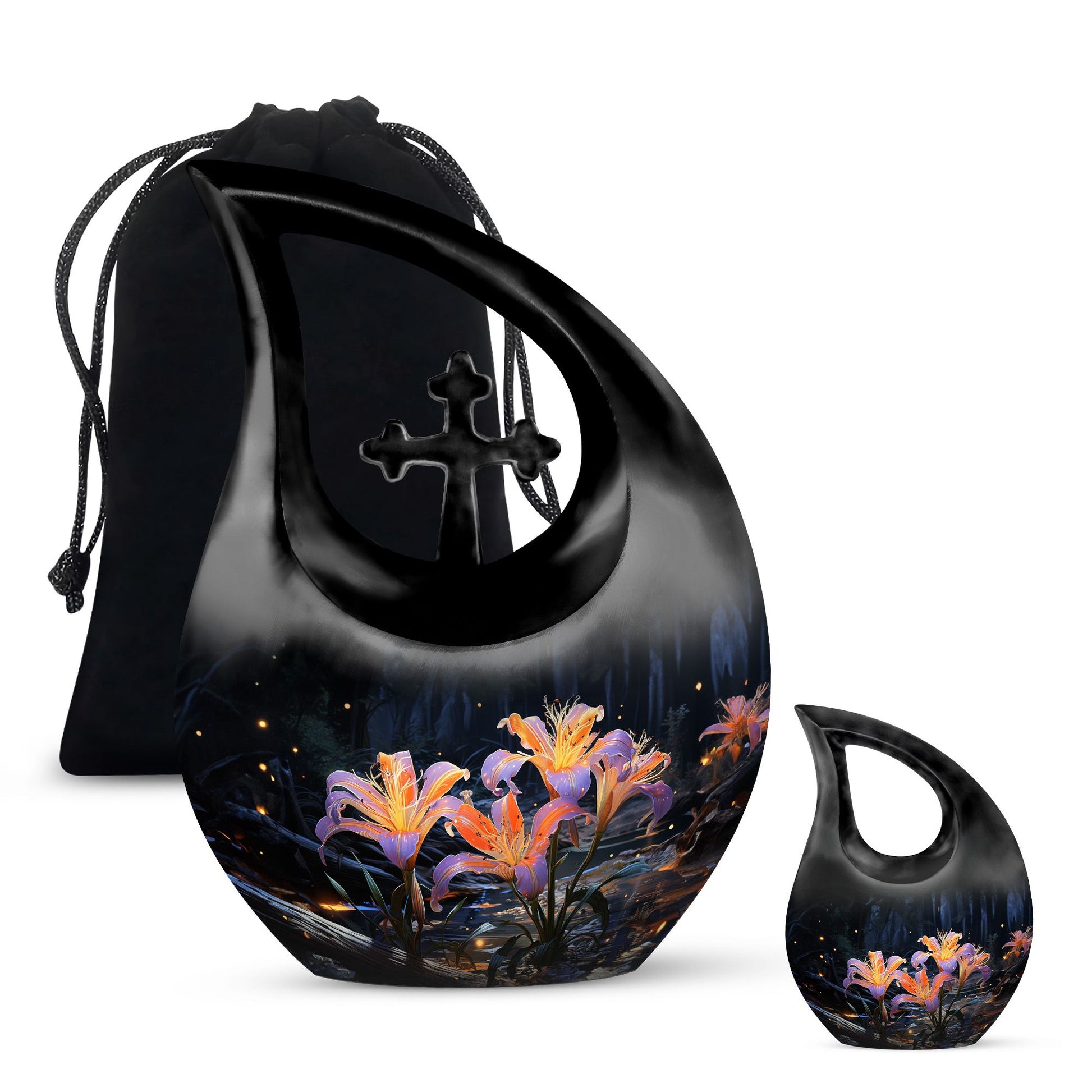 Teardrop Shape Lilly Urn Large Urn With 1 Keepsake Urn
