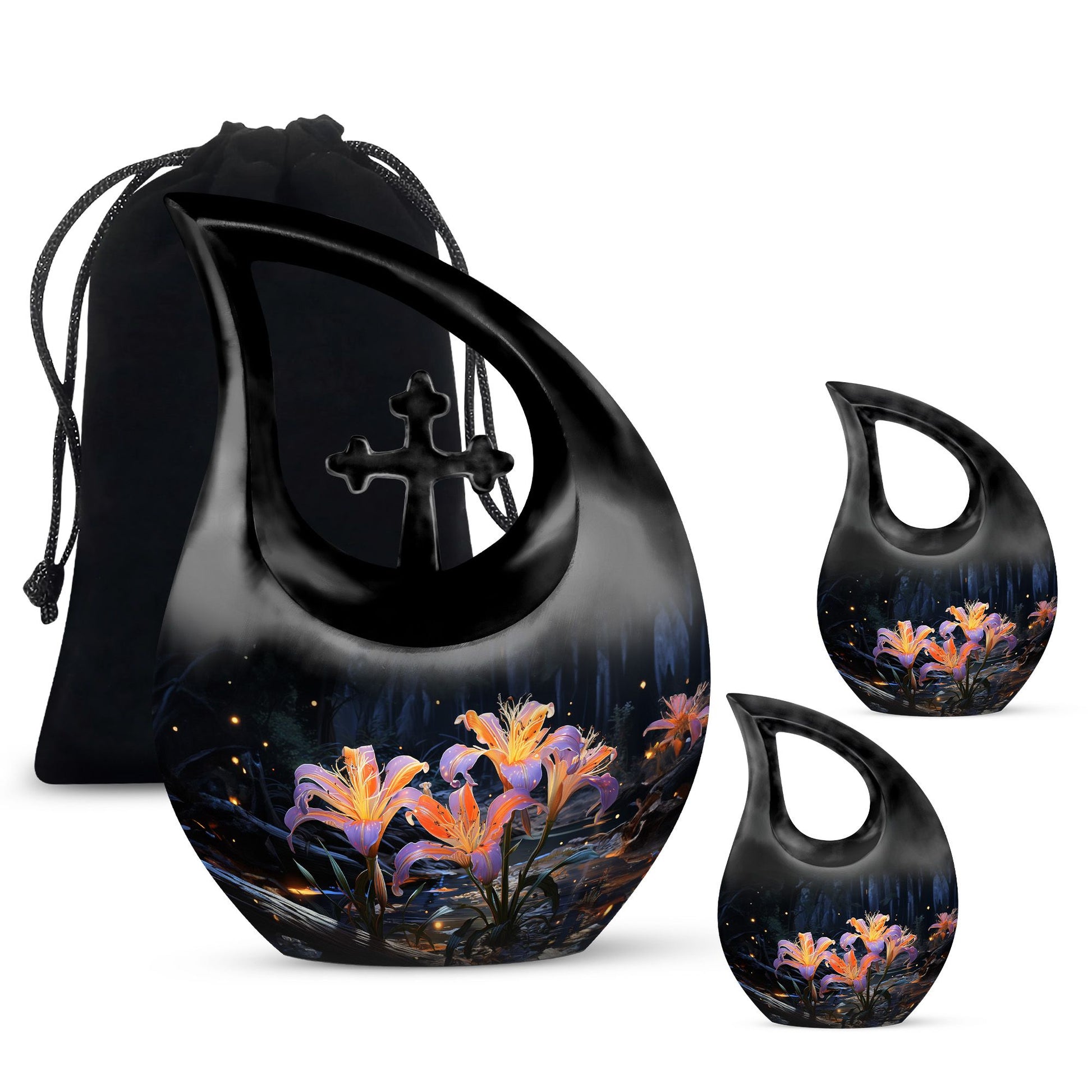Teardrop Shape Lilly Urn Large Urn With 2 Keepsake Urn