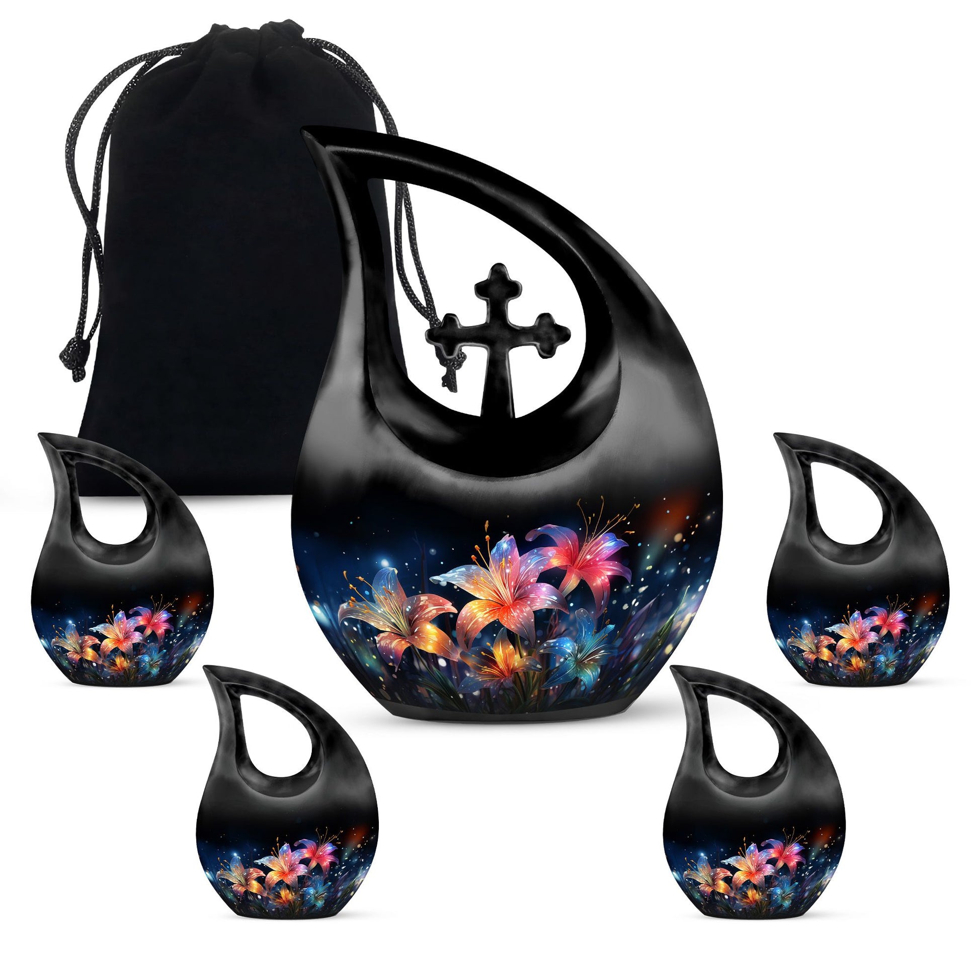 Teardrop Shape Lilly Urn Large Urn With 4 Keepsake Urn