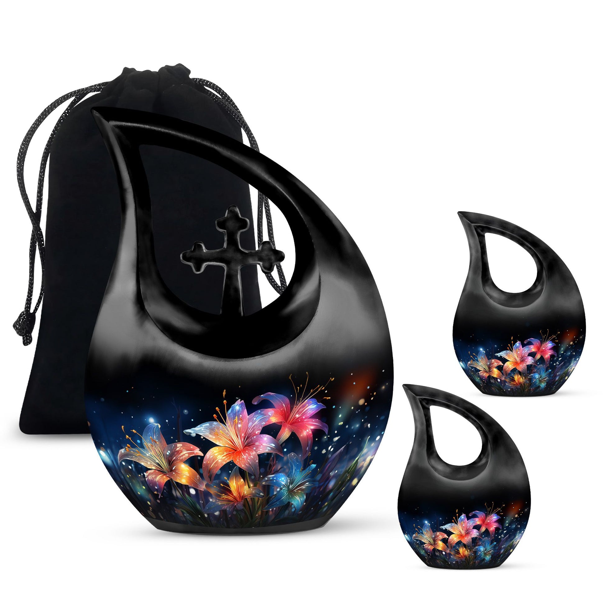 Teardrop Shape Lilly Urn Large Urn With 2 Keepsake Urn