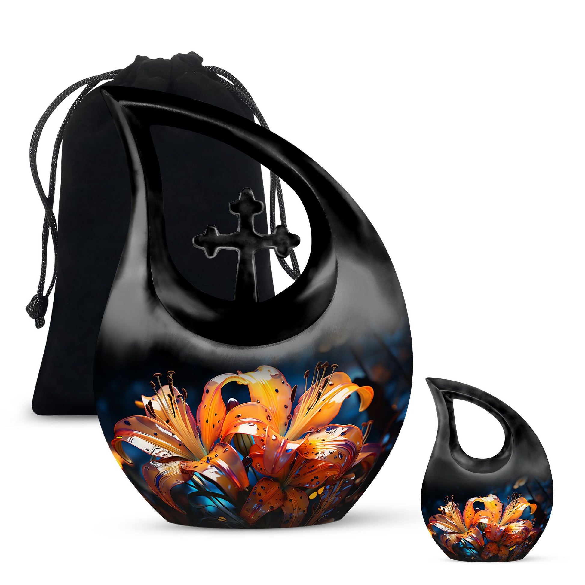 Teardrop Shape Lilly Urn Large Urn With 1 Keepsake Urn