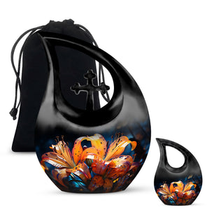 Teardrop Shape Lilly Urn Large Urn With 1 Keepsake Urn