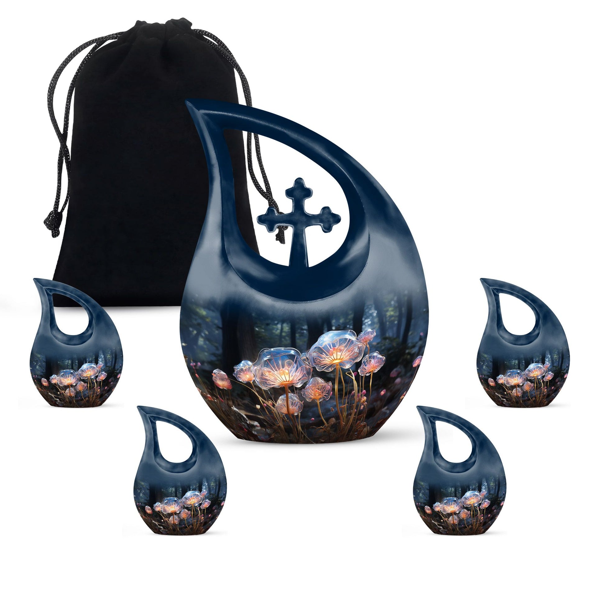 Teardrop Shape Lilly Urn Large Urn With 4 Keepsake Urn