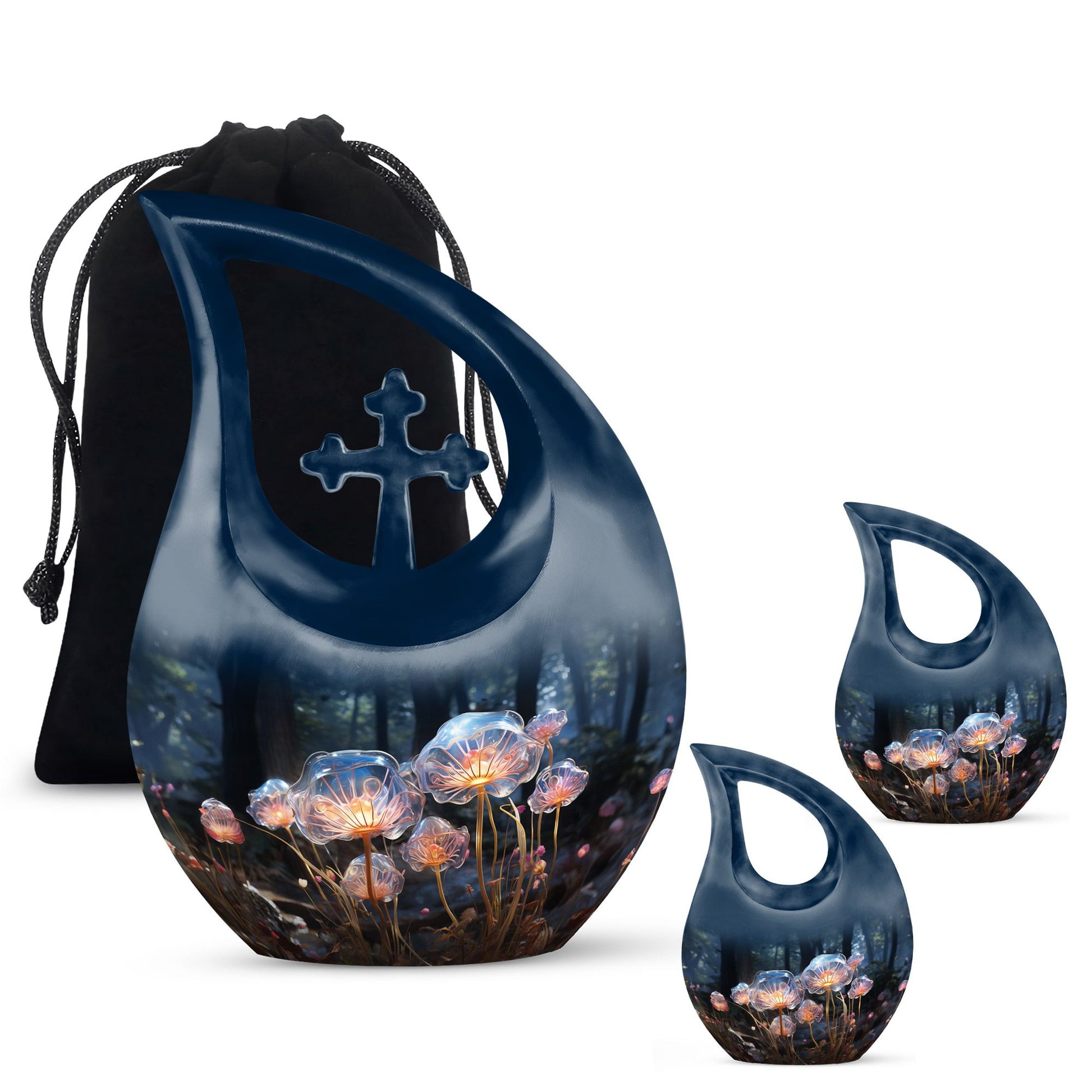 Teardrop Shape Lilly Urn Large Urn With 2 Keepsake Urn