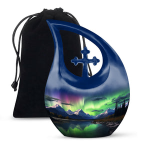 Teardrop Shape Aurora Borealis Urn Large 10 Inch