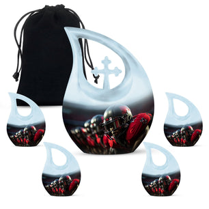 Teardrop Shape Football Urn Large Urn With 4 Keepsake Urn