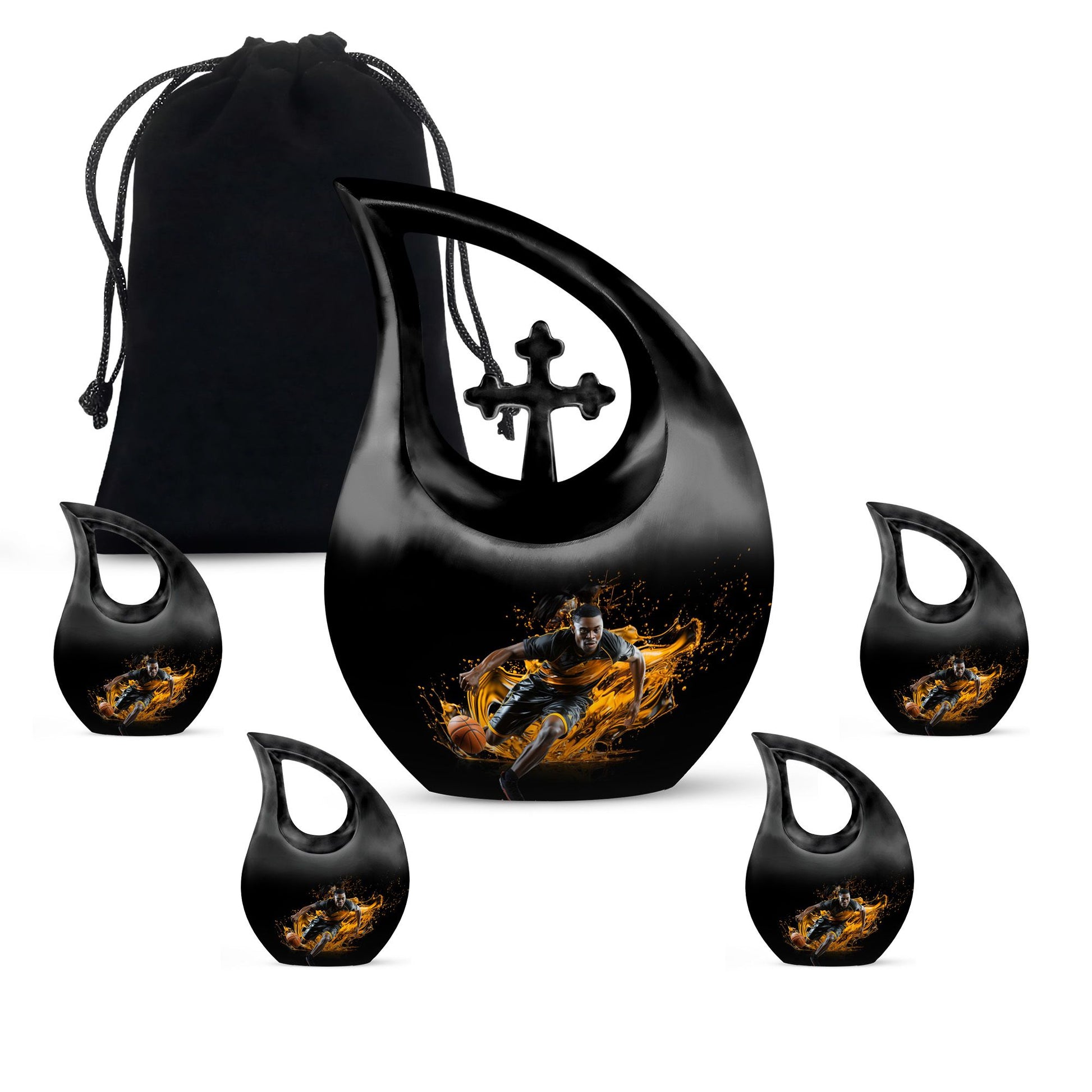 Teardrop Shape Basketball Urn Large Urn With 4 Keepsake Urn