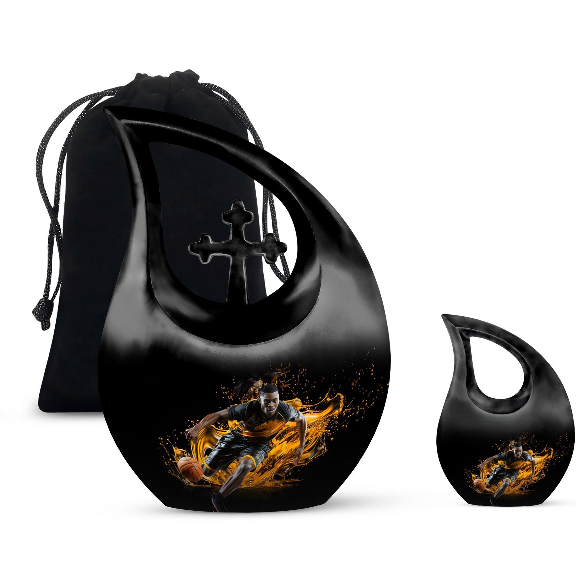 Teardrop Shape Basketball Urn Large Urn With 1 Keepsake Urn