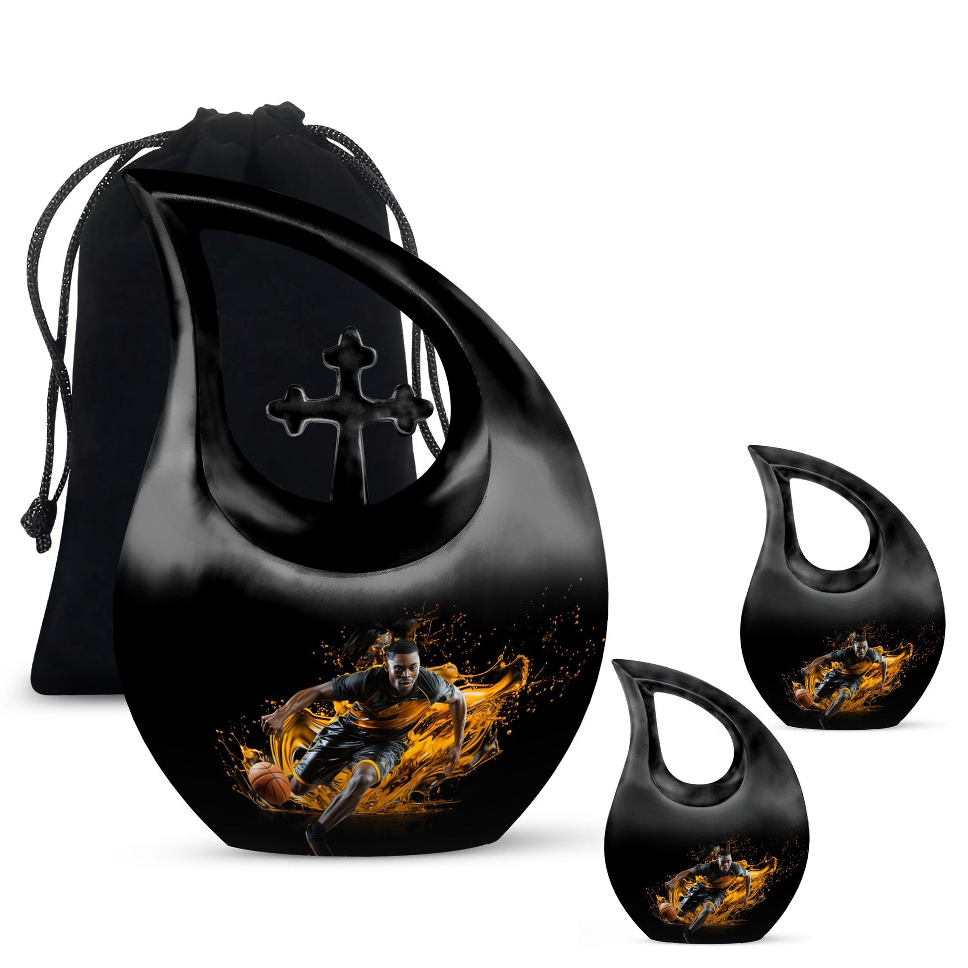 Teardrop Shape Basketball Urn Large Urn With 2 Keepsake Urn