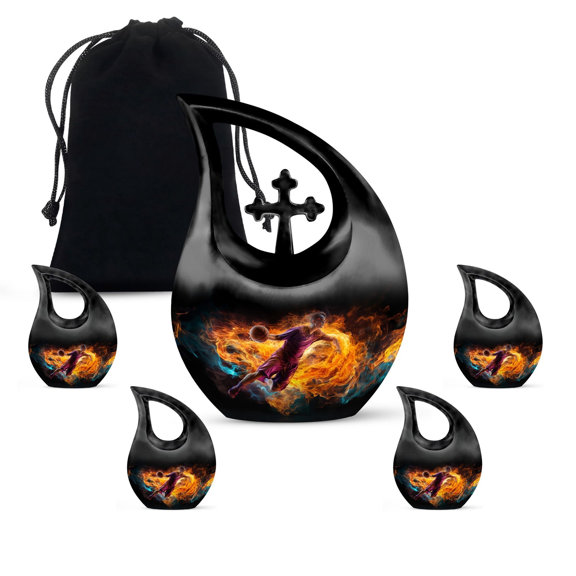 Teardrop Shape Basketball Urn Large Urn With 4 Keepsake Urn