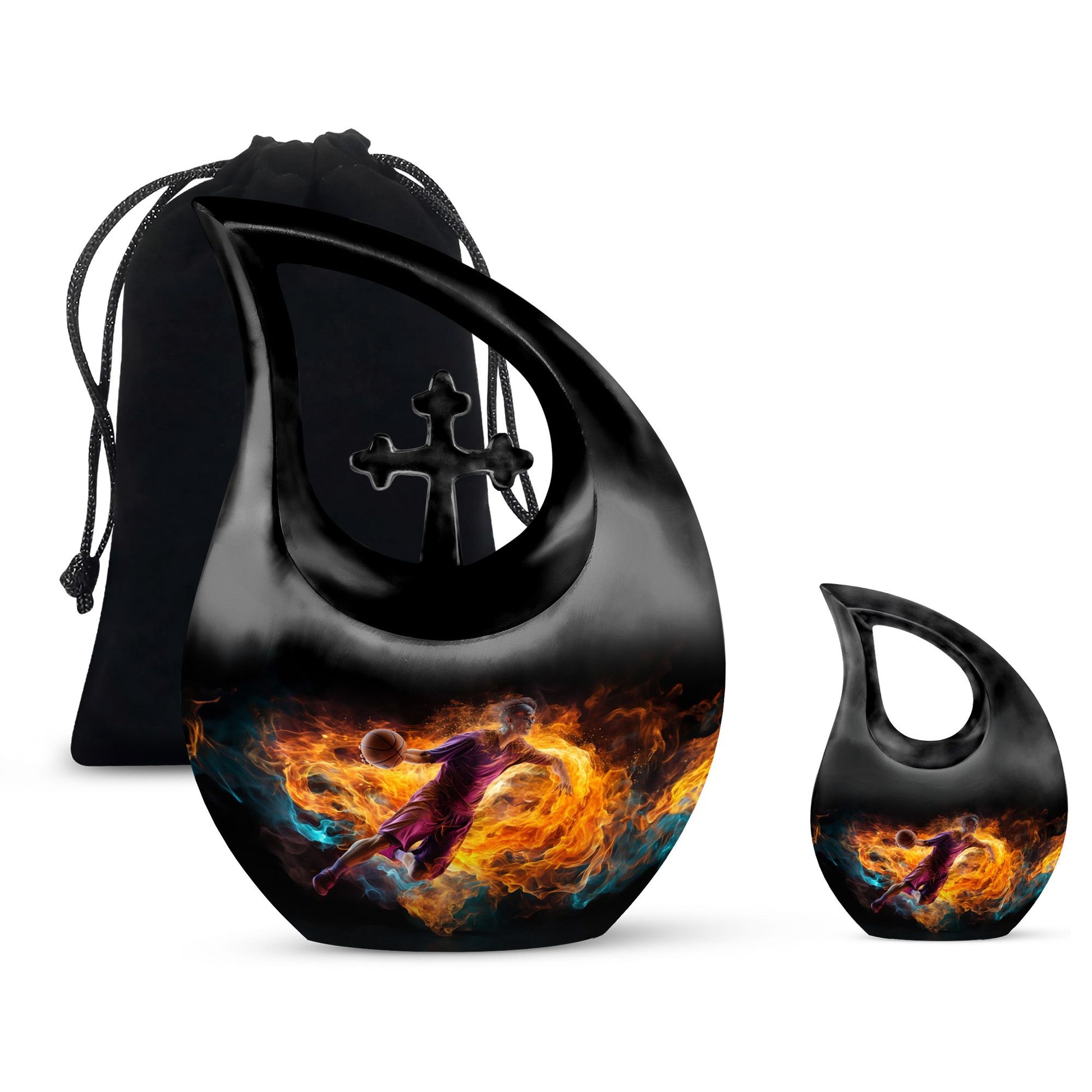 Teardrop Shape Basketball Urn Large Urn With 1 Keepsake Urn