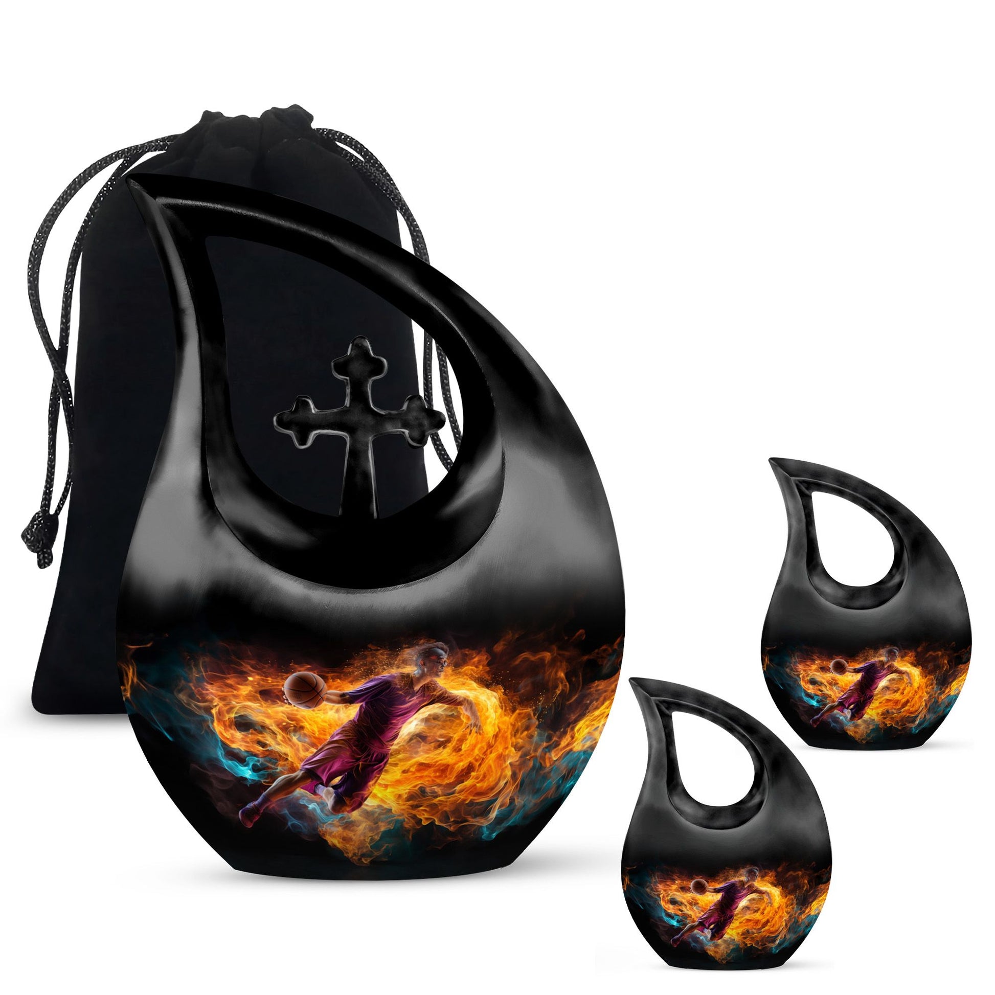 Teardrop Shape Basketball Urn Large Urn With 2 Keepsake Urn