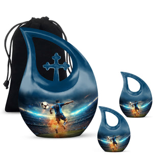 Teardrop Shape Football Urn Large Urn With 2 Keepsake Urn