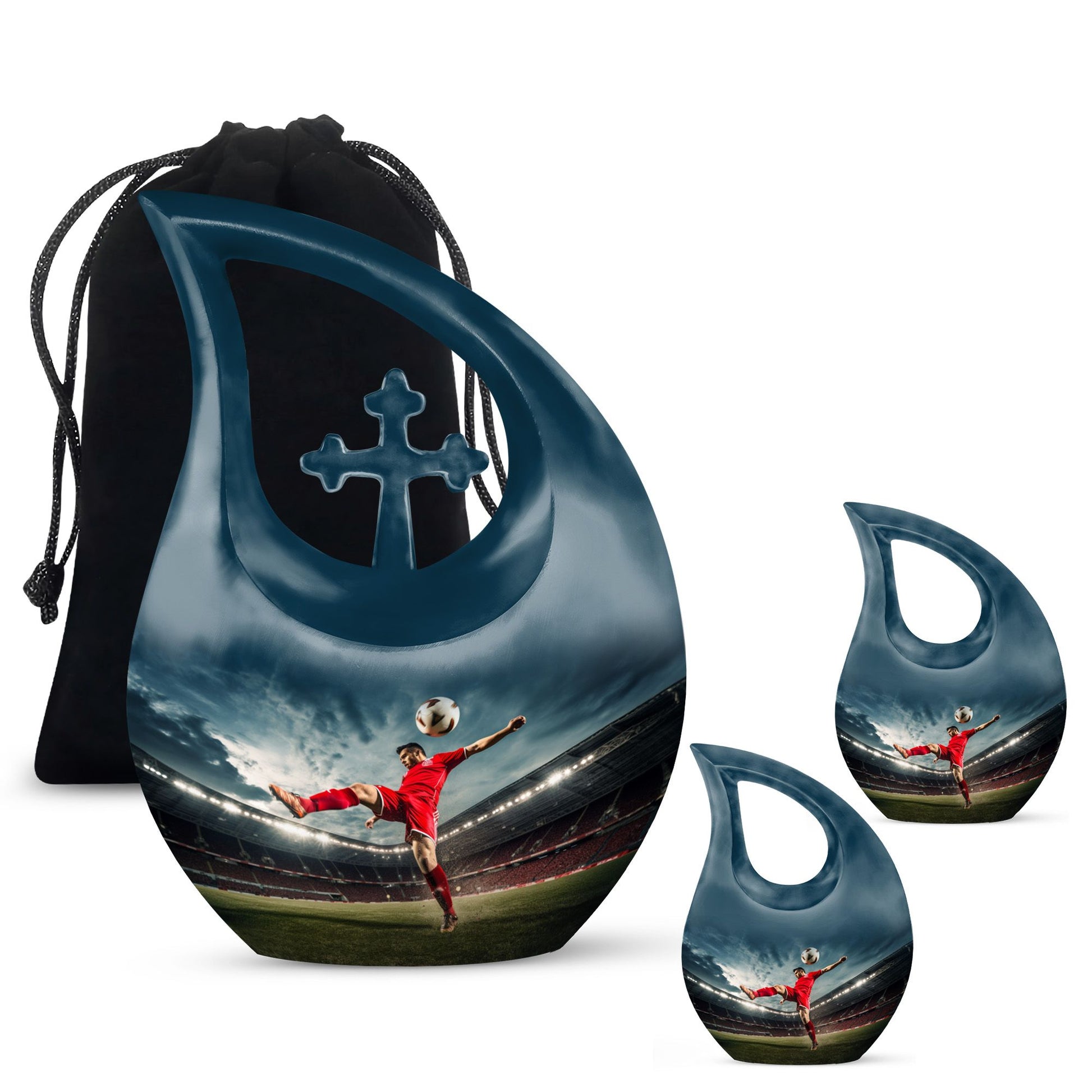 Teardrop Shape Football Urn Large Urn With 2 Keepsake Urn