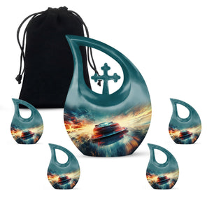 Teardrop Shape Car Urn Large Urn With 4 Keepsake Urn