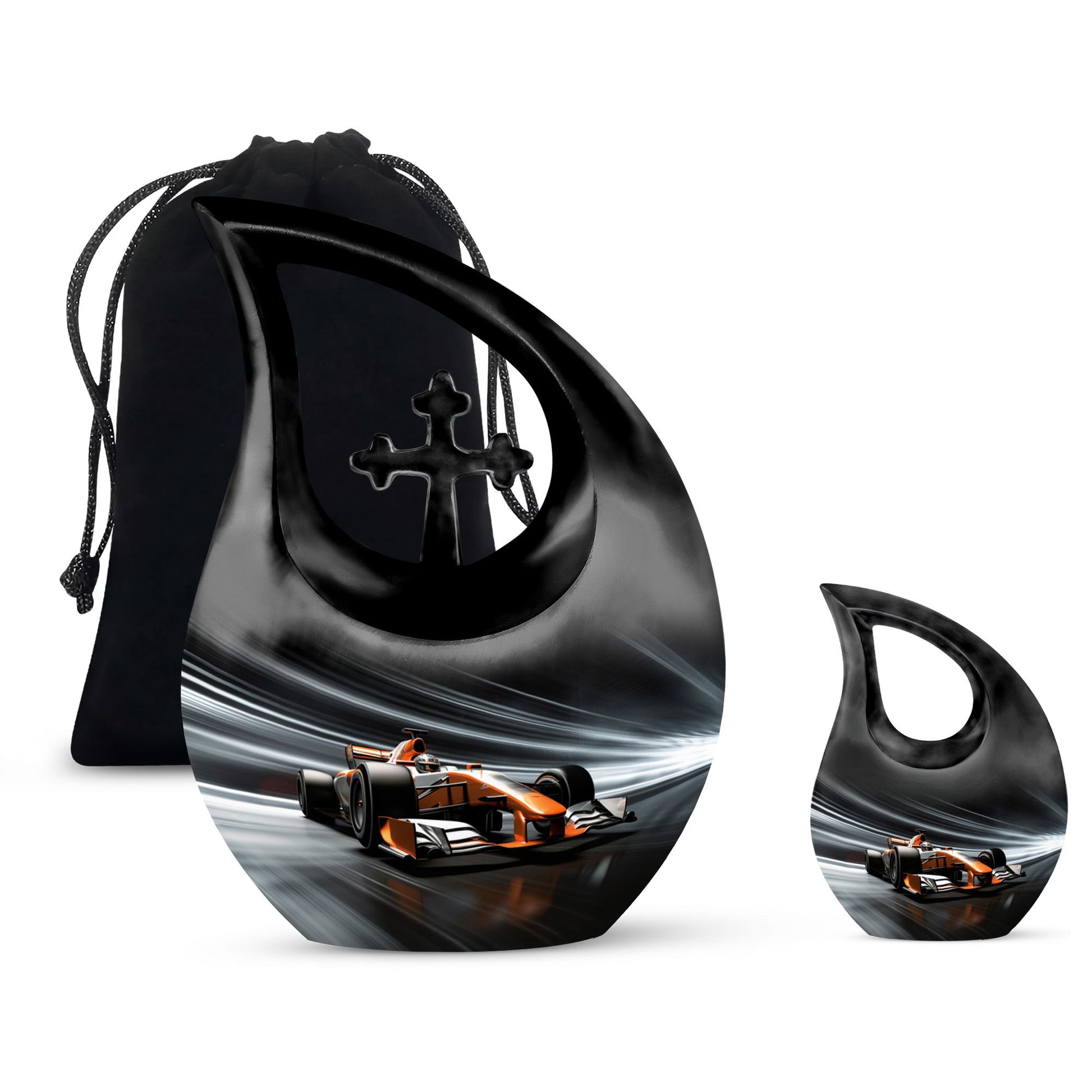 Teardrop Shape Car Urn Large Urn With 1 Keepsake Urn