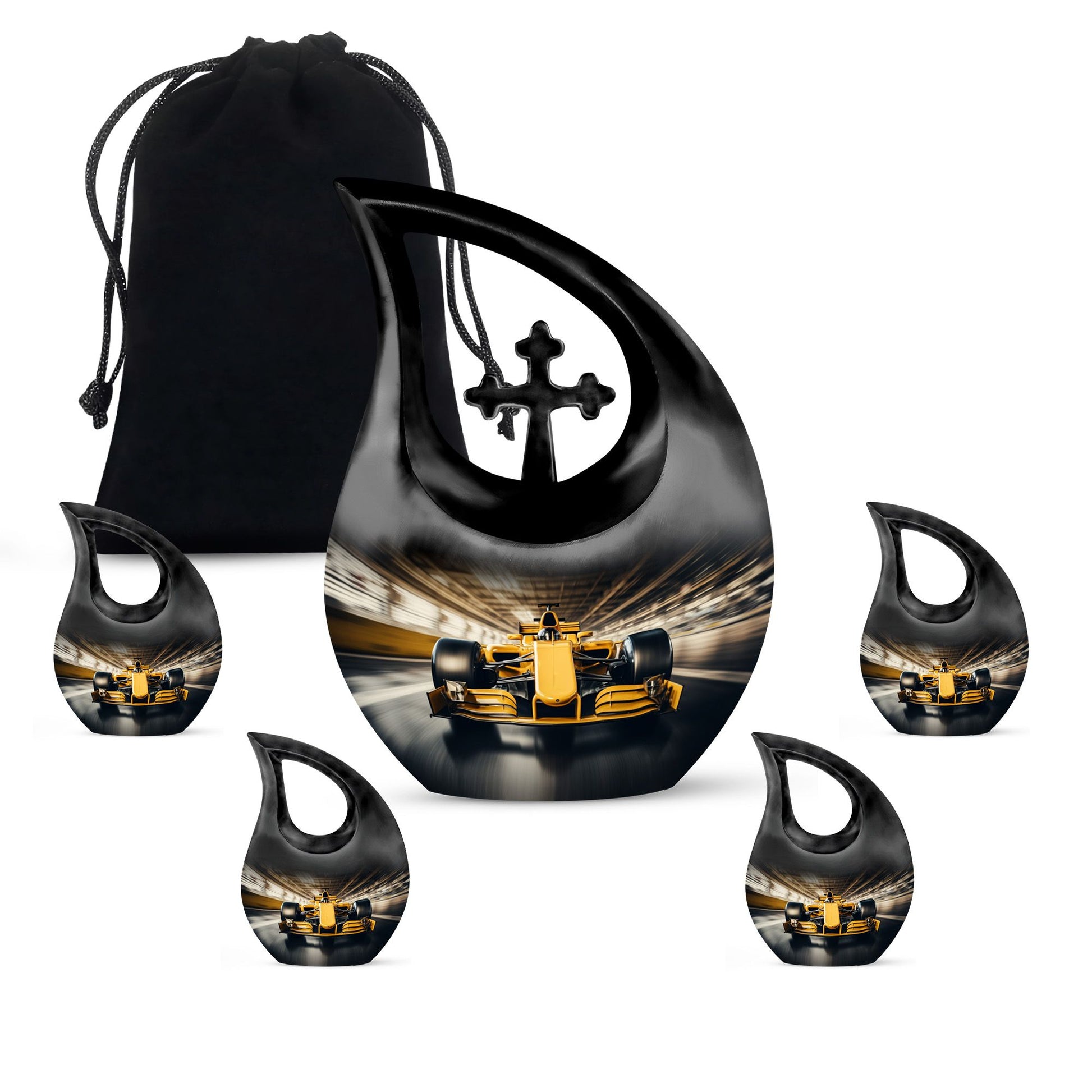 Teardrop Shape Car Urn Large Urn With 4 Keepsake Urn