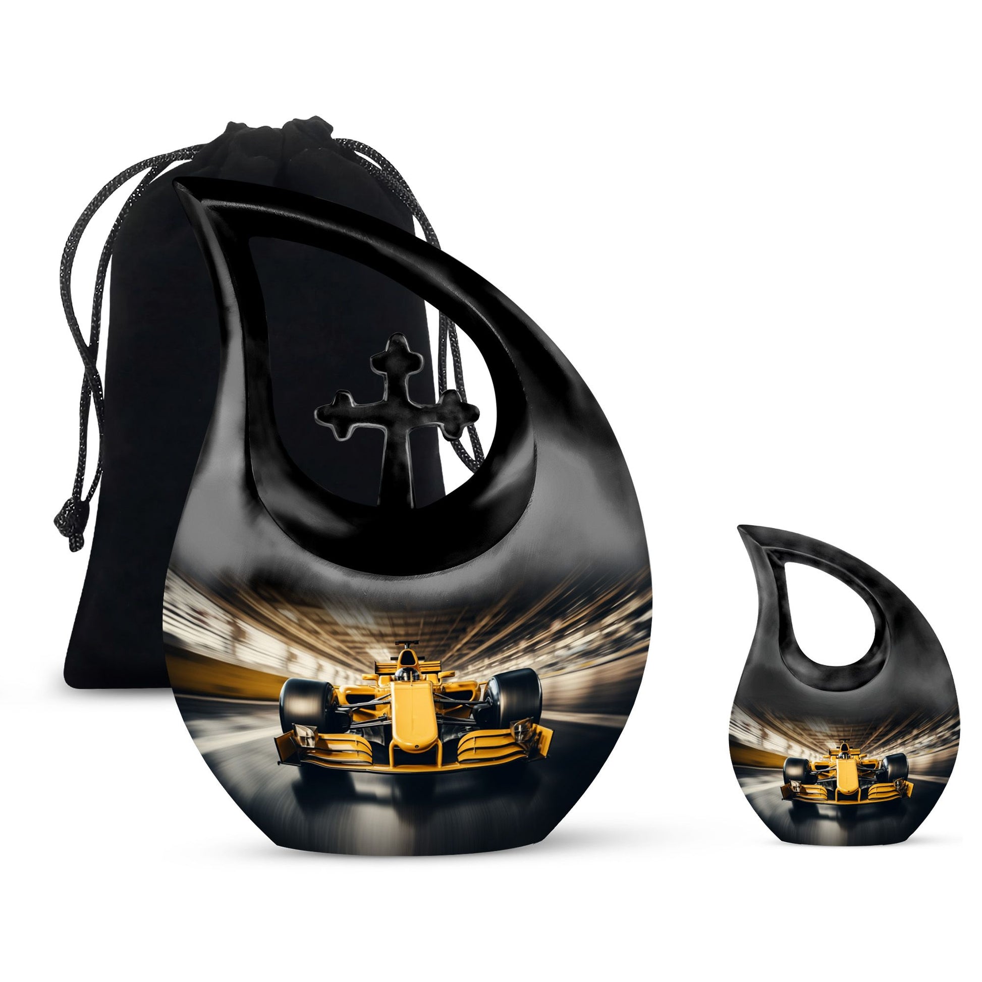 Teardrop Shape Car Urn Large Urn With 1 Keepsake Urn