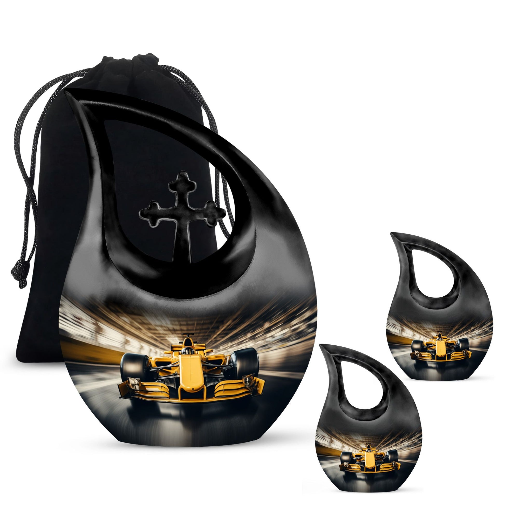 Teardrop Shape Car Urn Large Urn With 2 Keepsake Urn