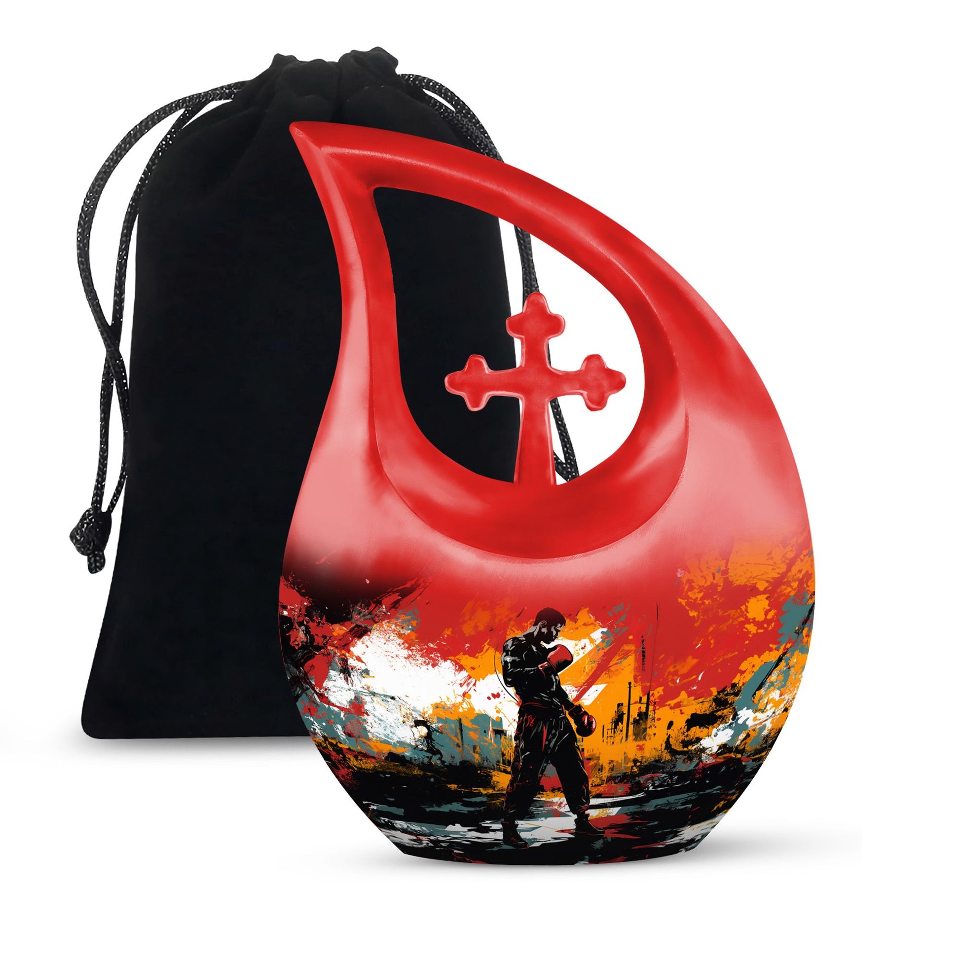 Teardrop Shape Boxing Urn Large 10 Inch