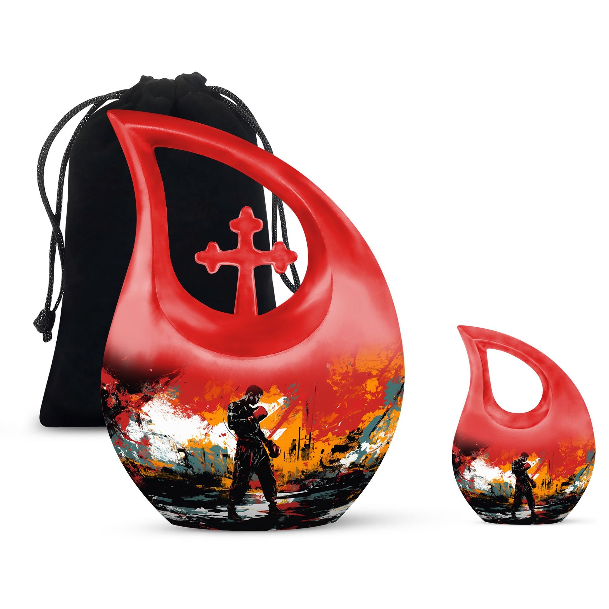 Teardrop Shape Boxing Urn Large Urn With 1 Keepsake Urn