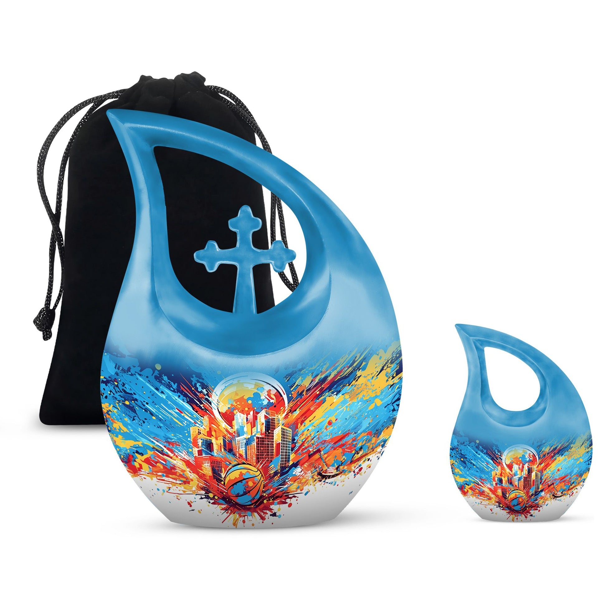Teardrop Shape Basketball Urn Large Urn With 1 Keepsake Urn